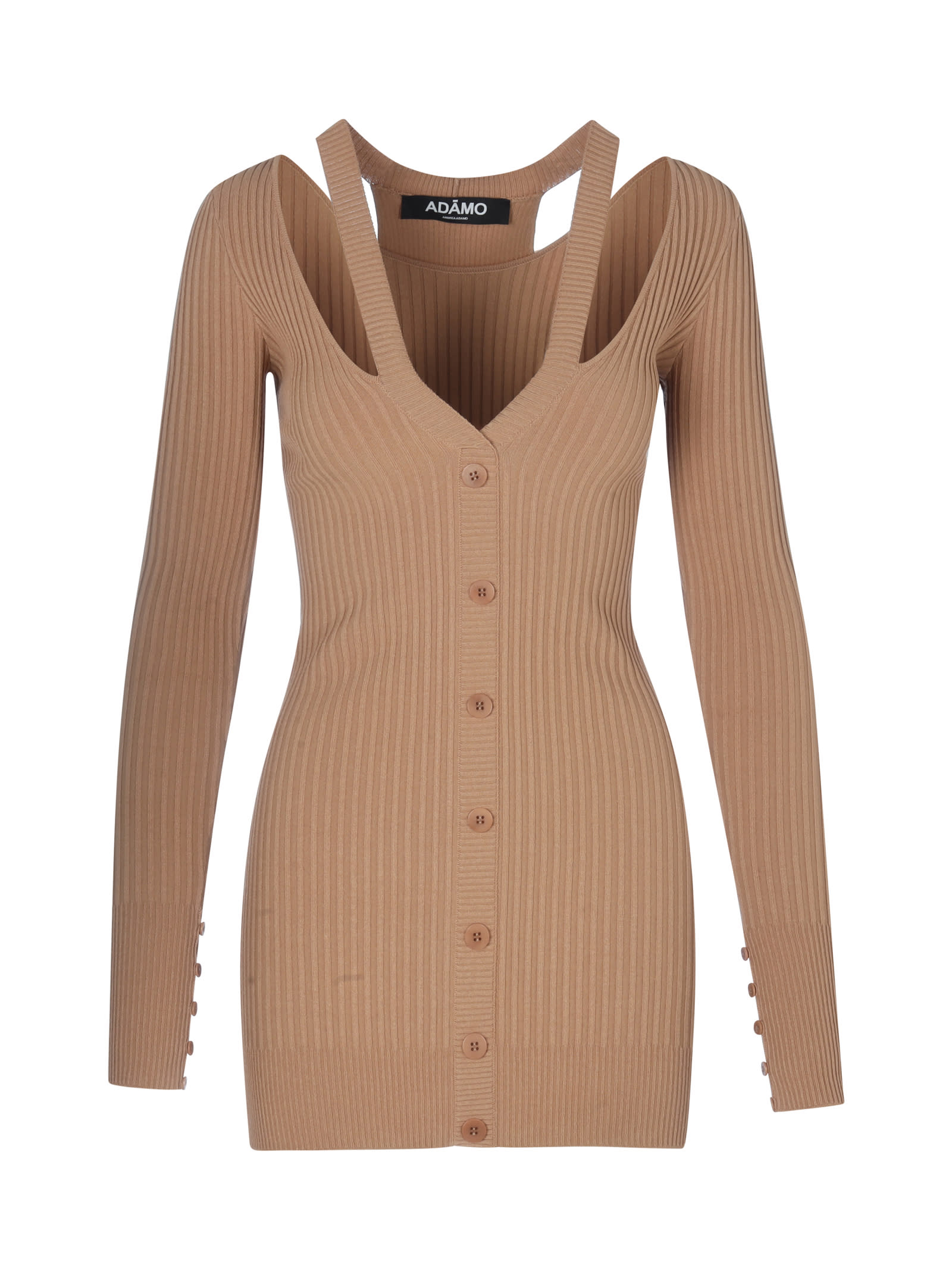 Andrea Adamo Ribbed-knit Mini Dress With Double Layer