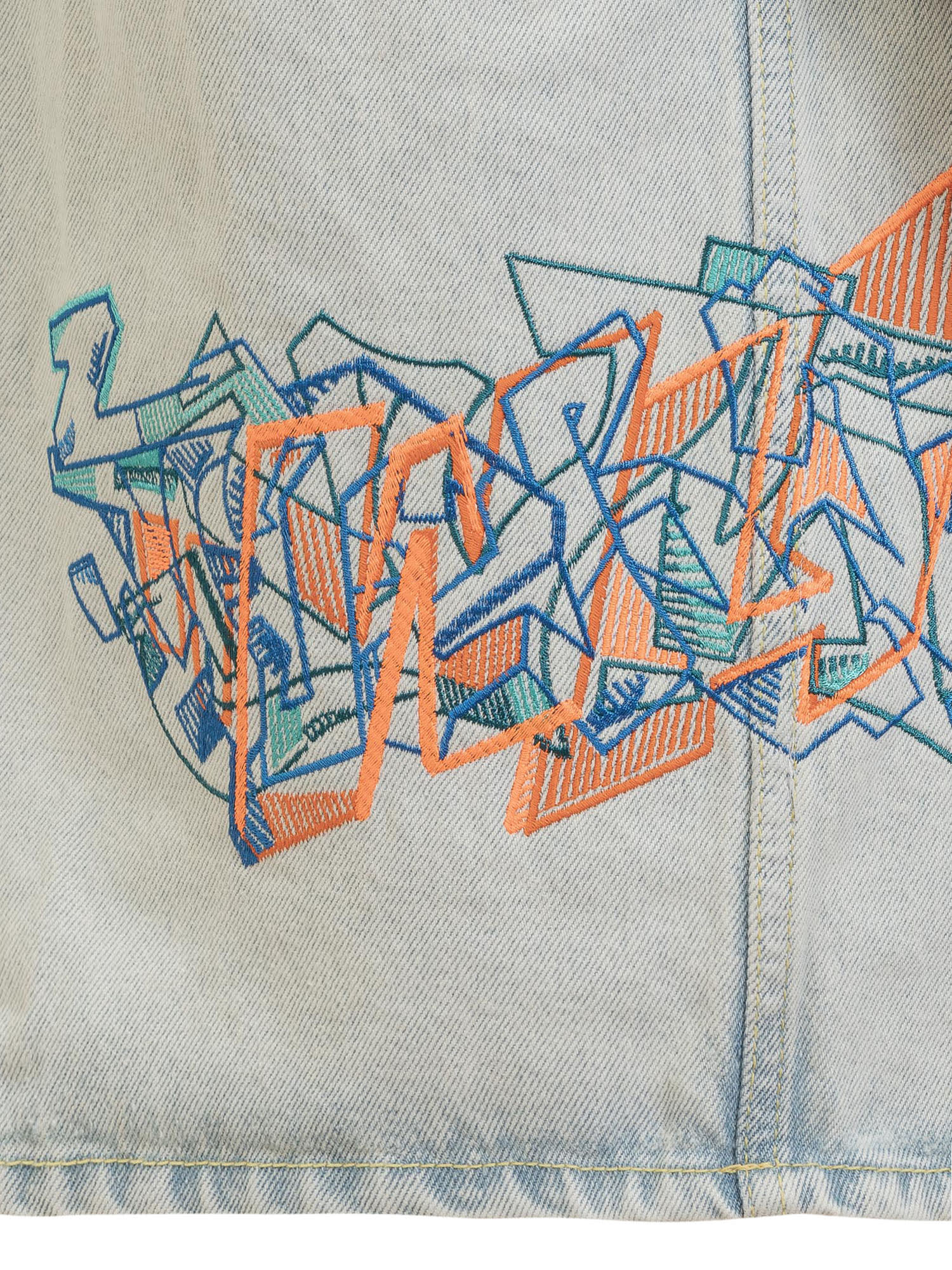 Shop Off-white Graffiti Denim Shirt In Extreme Bl