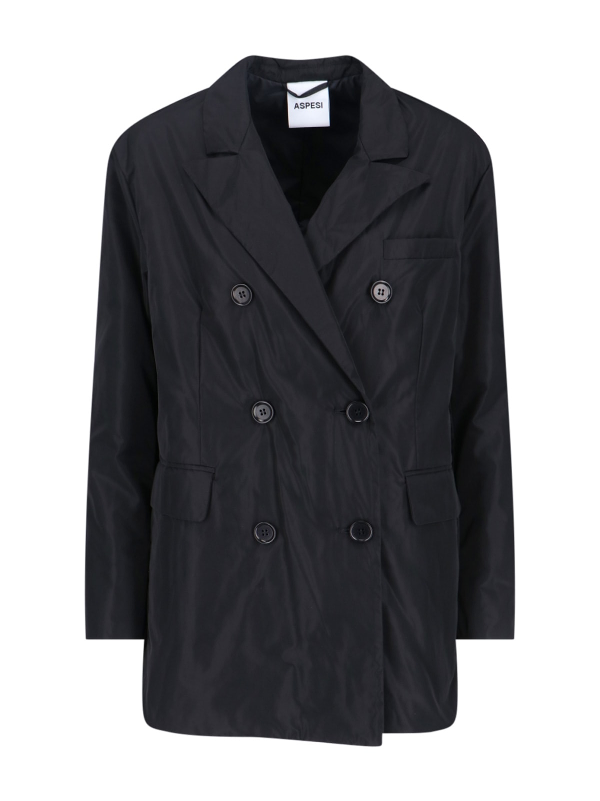Aspesi Double-breasted Blazer Notched Lapels In Black