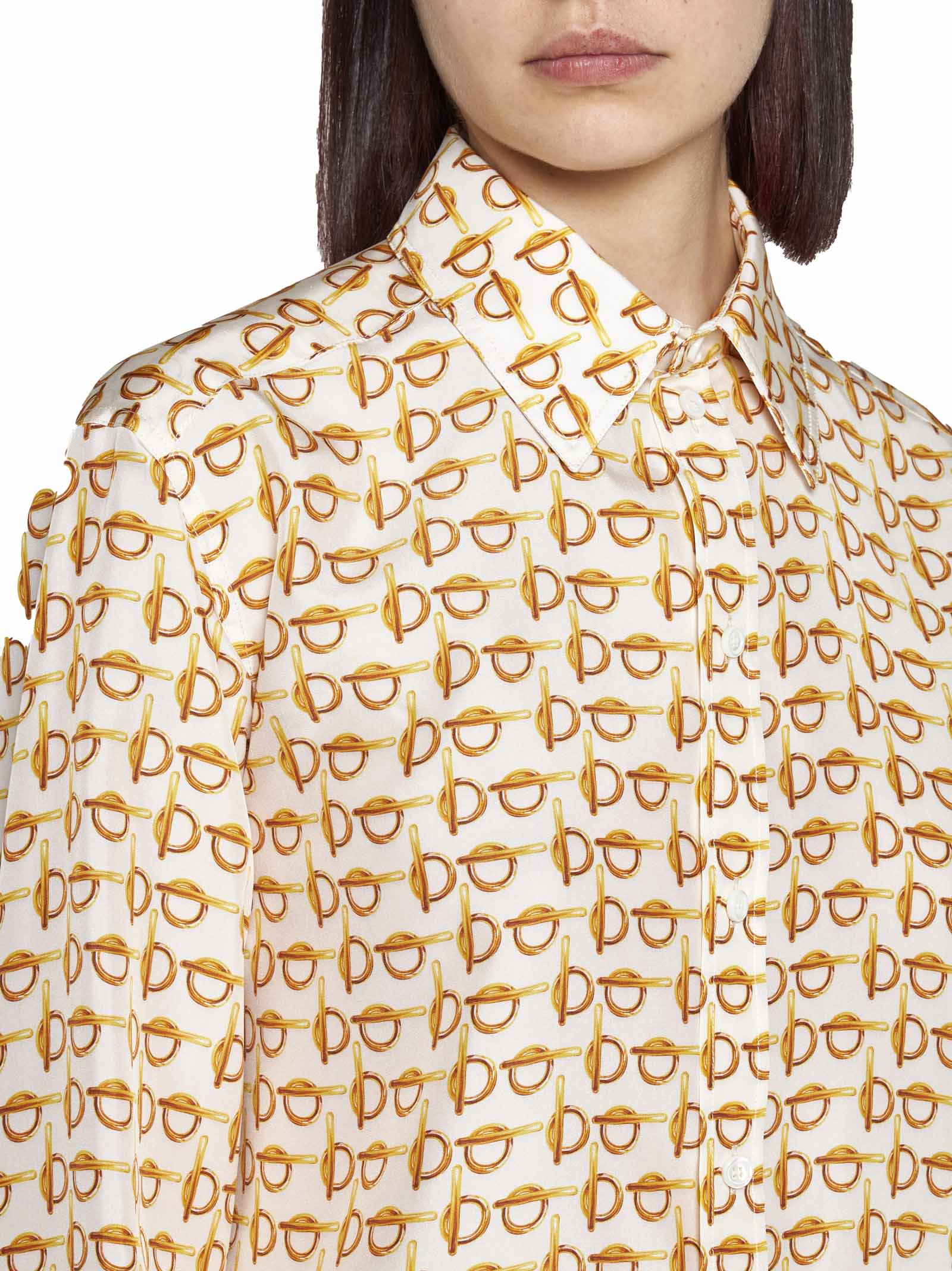 Shop Burberry Shirt In Gold/white