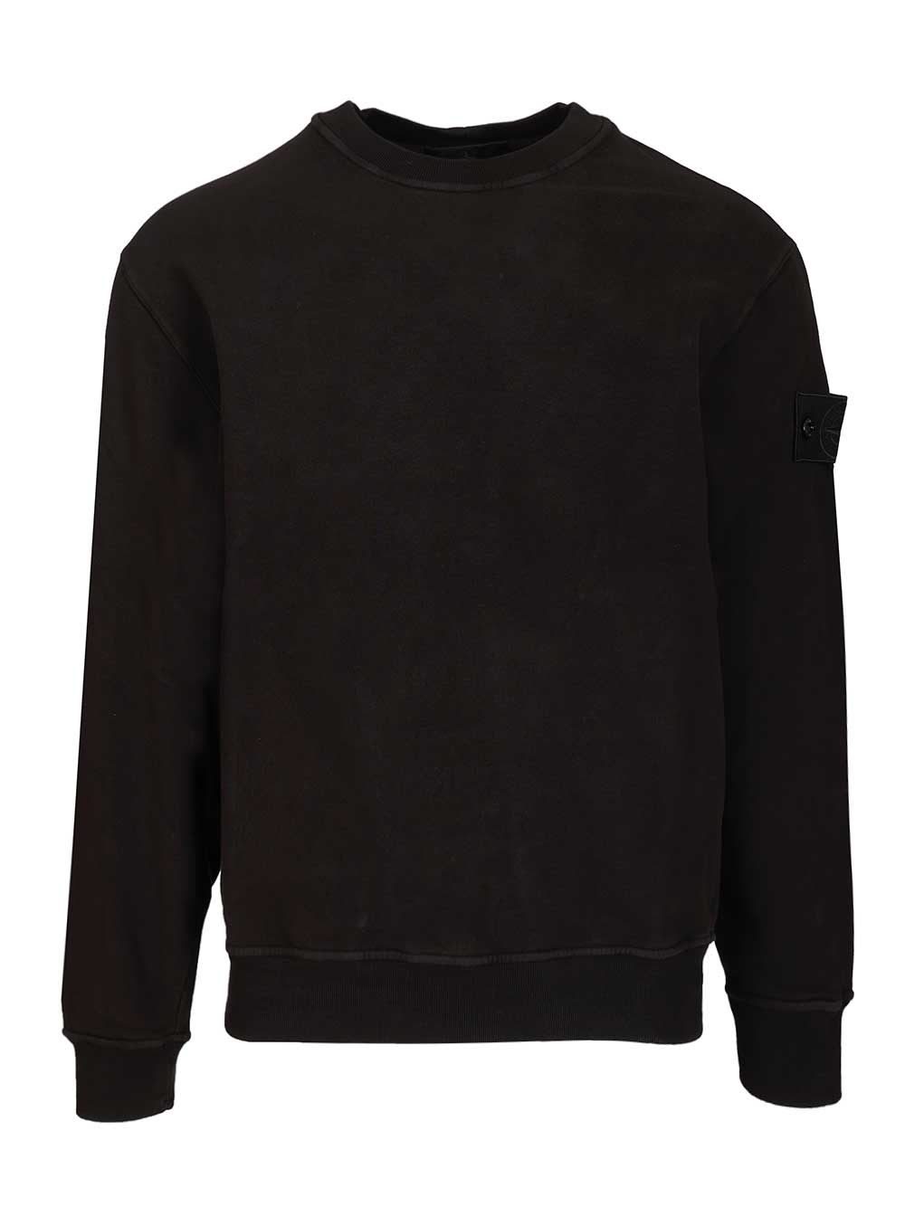 Stone Island Men's Diagonal Fleece Sweatshirt In Black