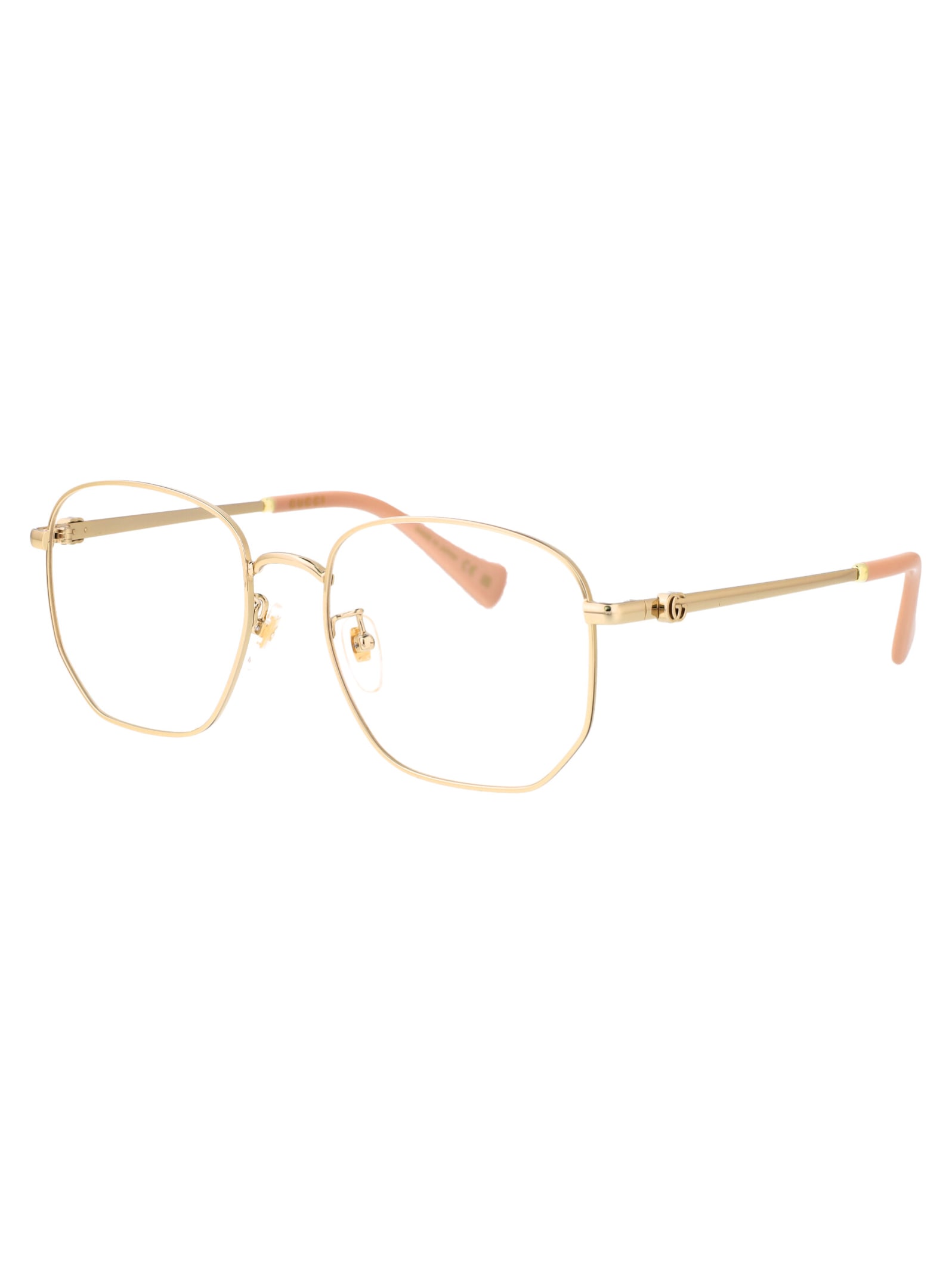 Gucci Gold Gold Transparent Acetate Glasses In Gold