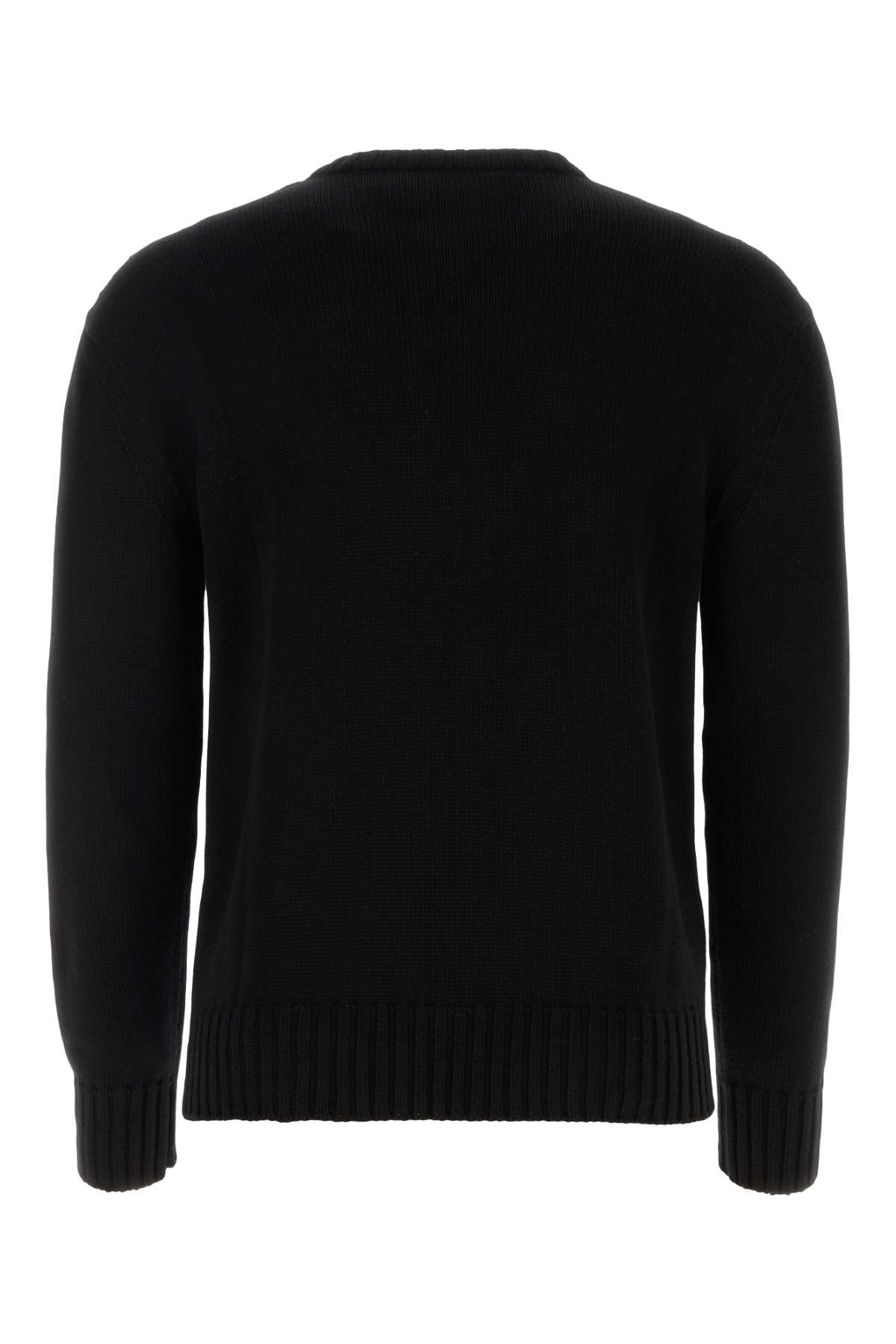 Shop Alexander Mcqueen Black Cotton Sweater In Blackivory