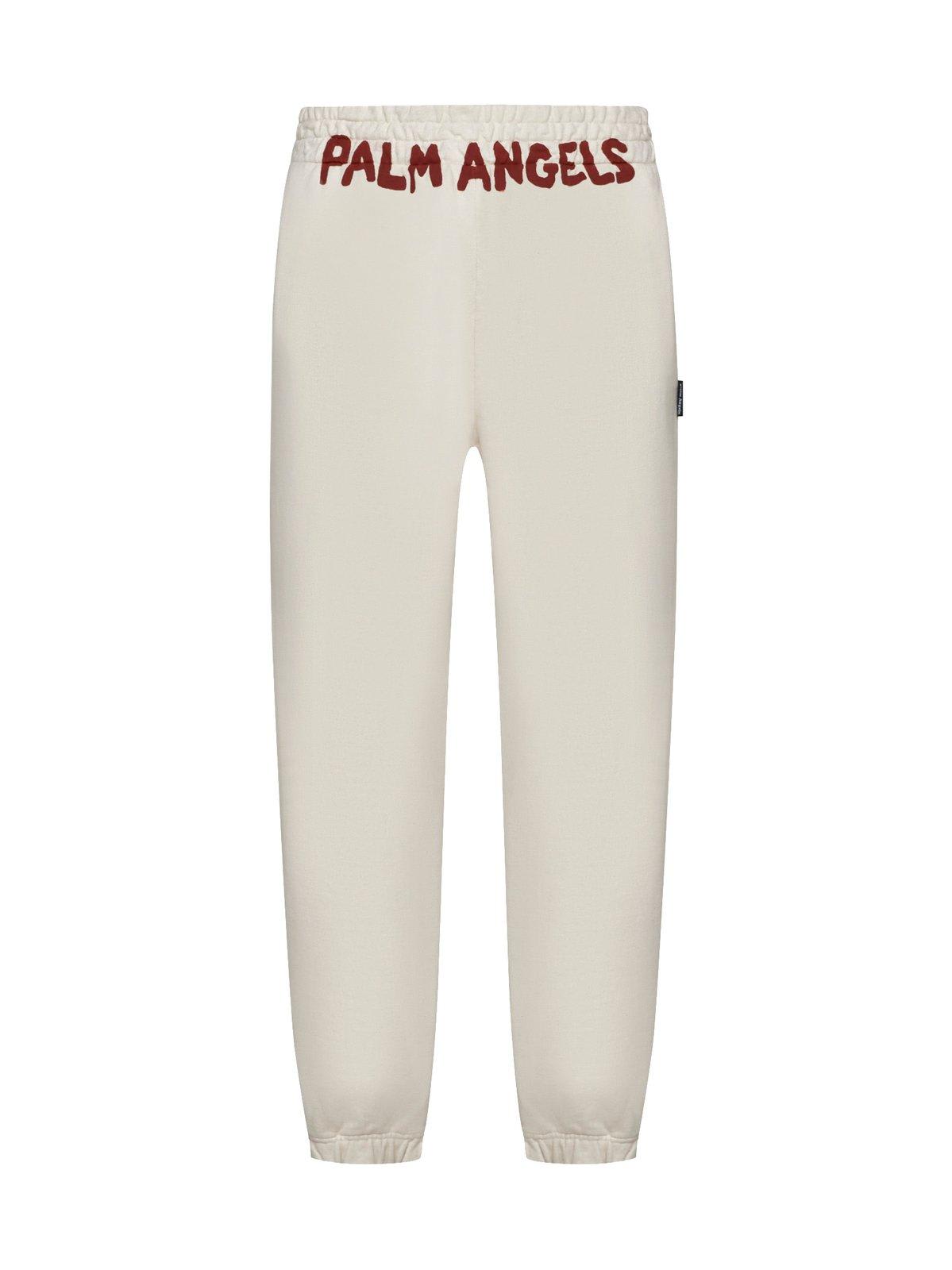 Palm Angels Logo-printed Elasticated Waist Track Pants In Neutral