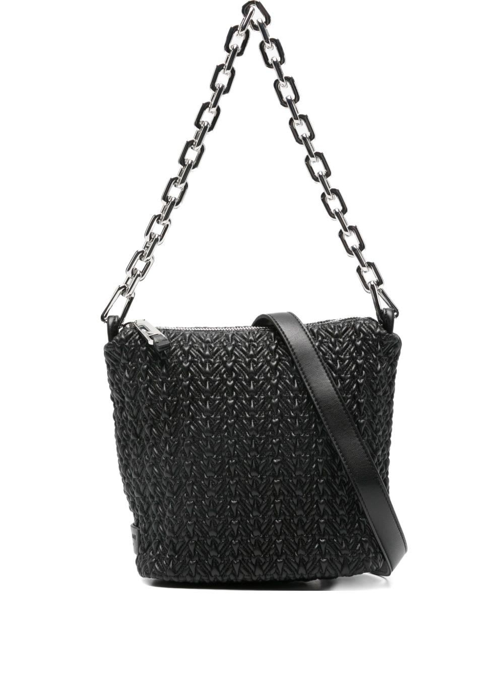 Emporio Armani Faux Leather Small Hobo Bag In Black