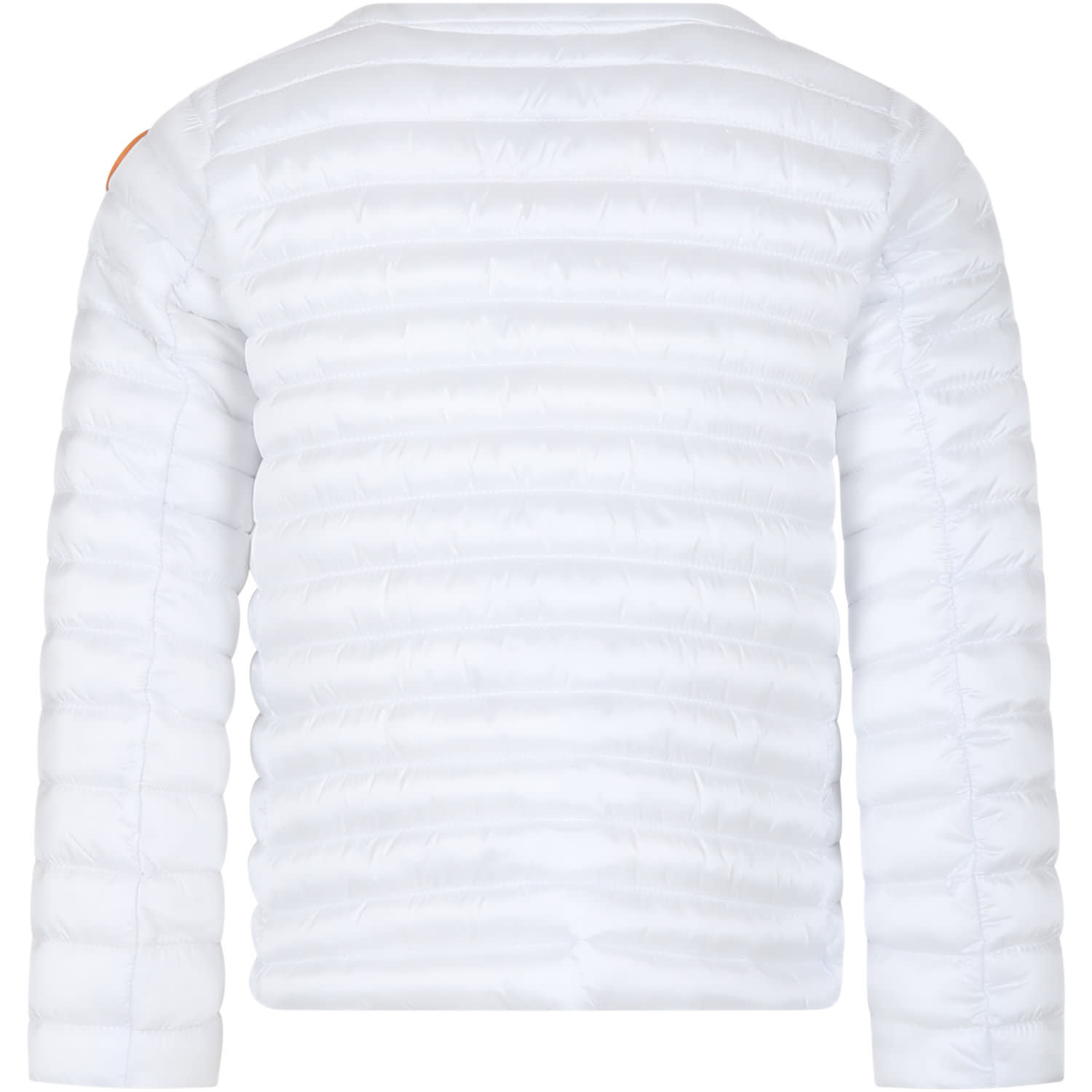 Save The Duck White Vela Down Jacket For Girl With Logo In White
