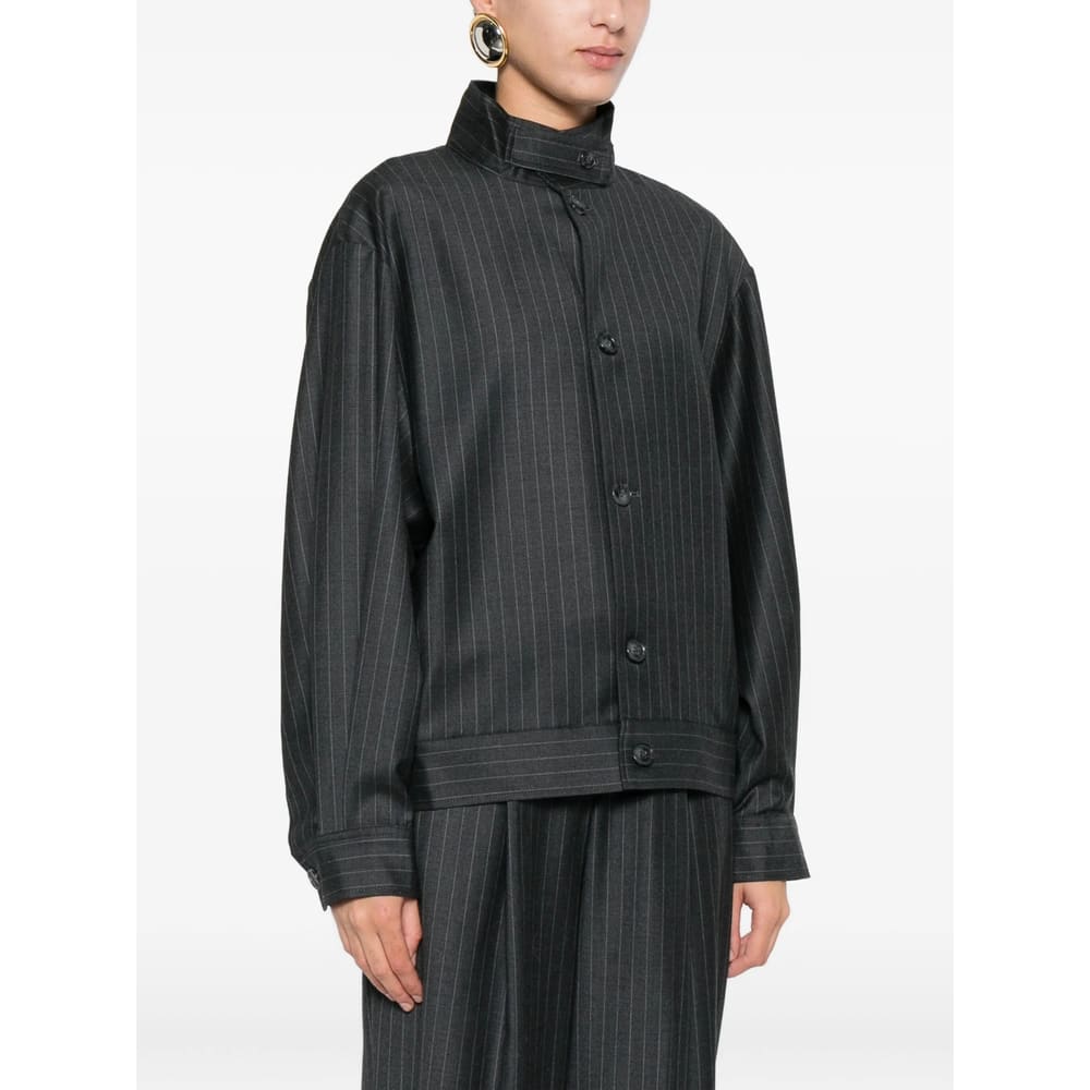 Aya Muse Pinstriped Bomber Jacket In Gray