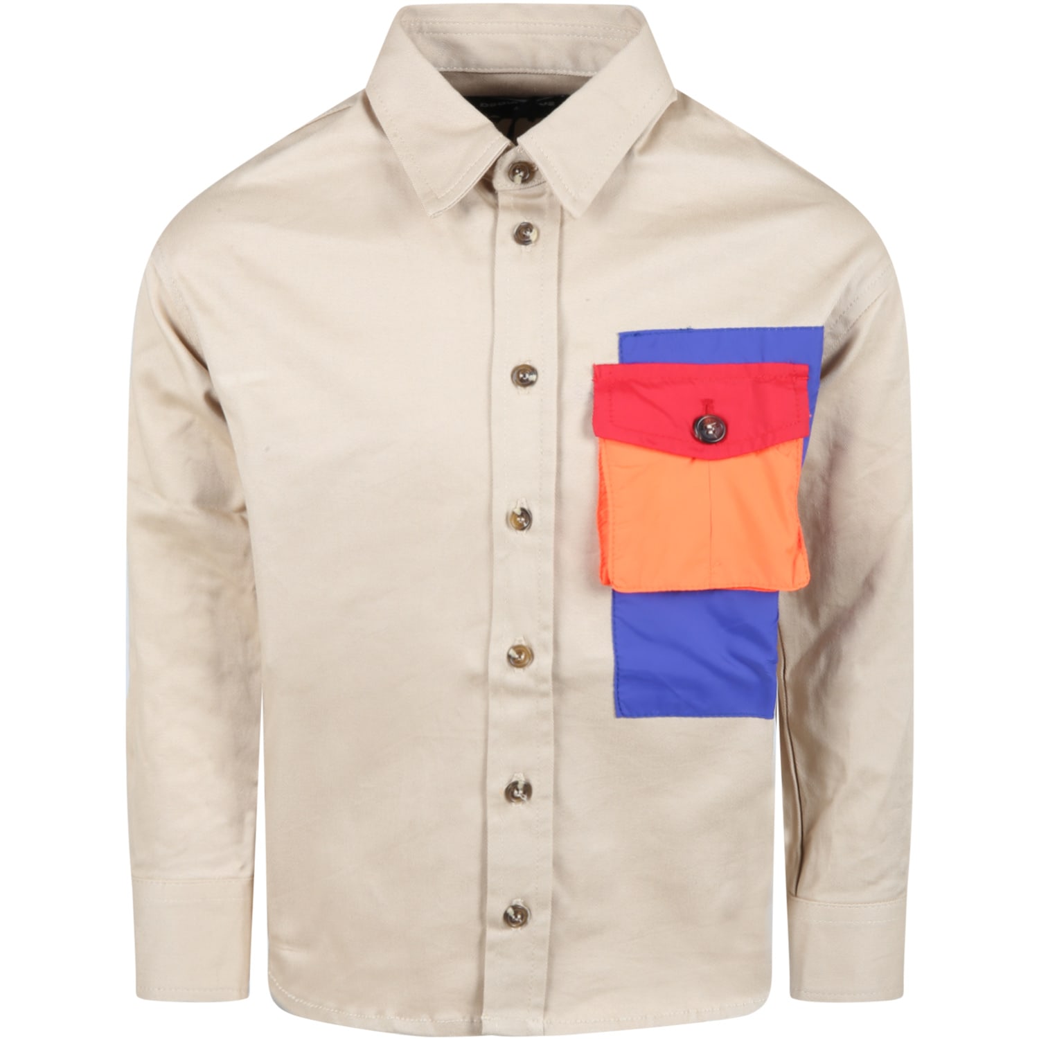 Dsquared2 Beige Shirt For Boy With Logo