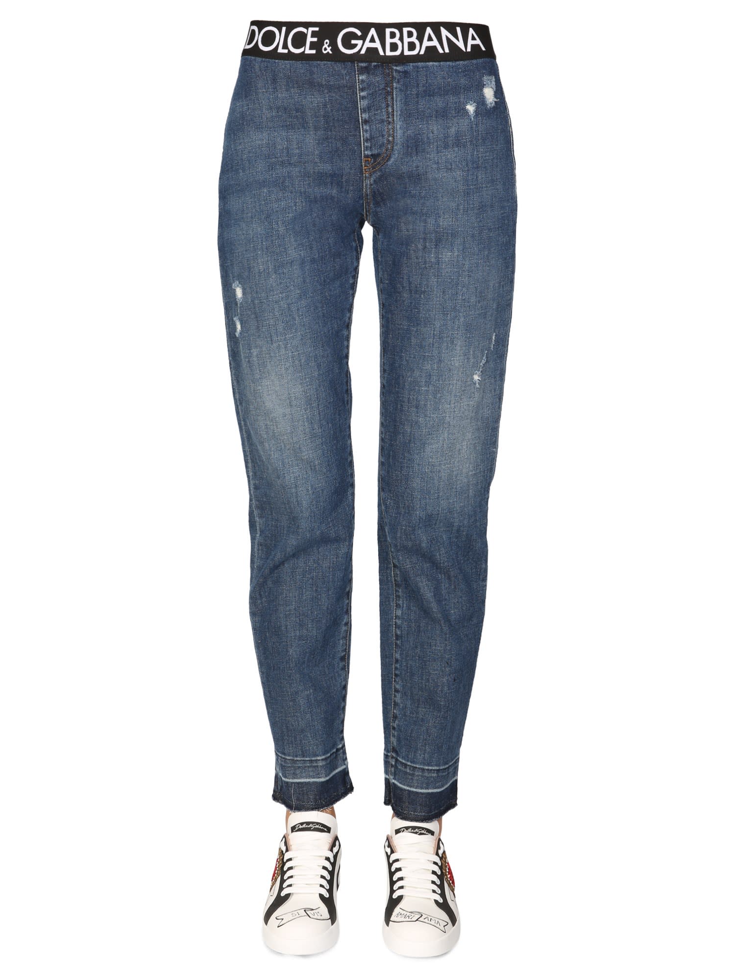 Dolce & Gabbana Jeans With Logoed Elastic