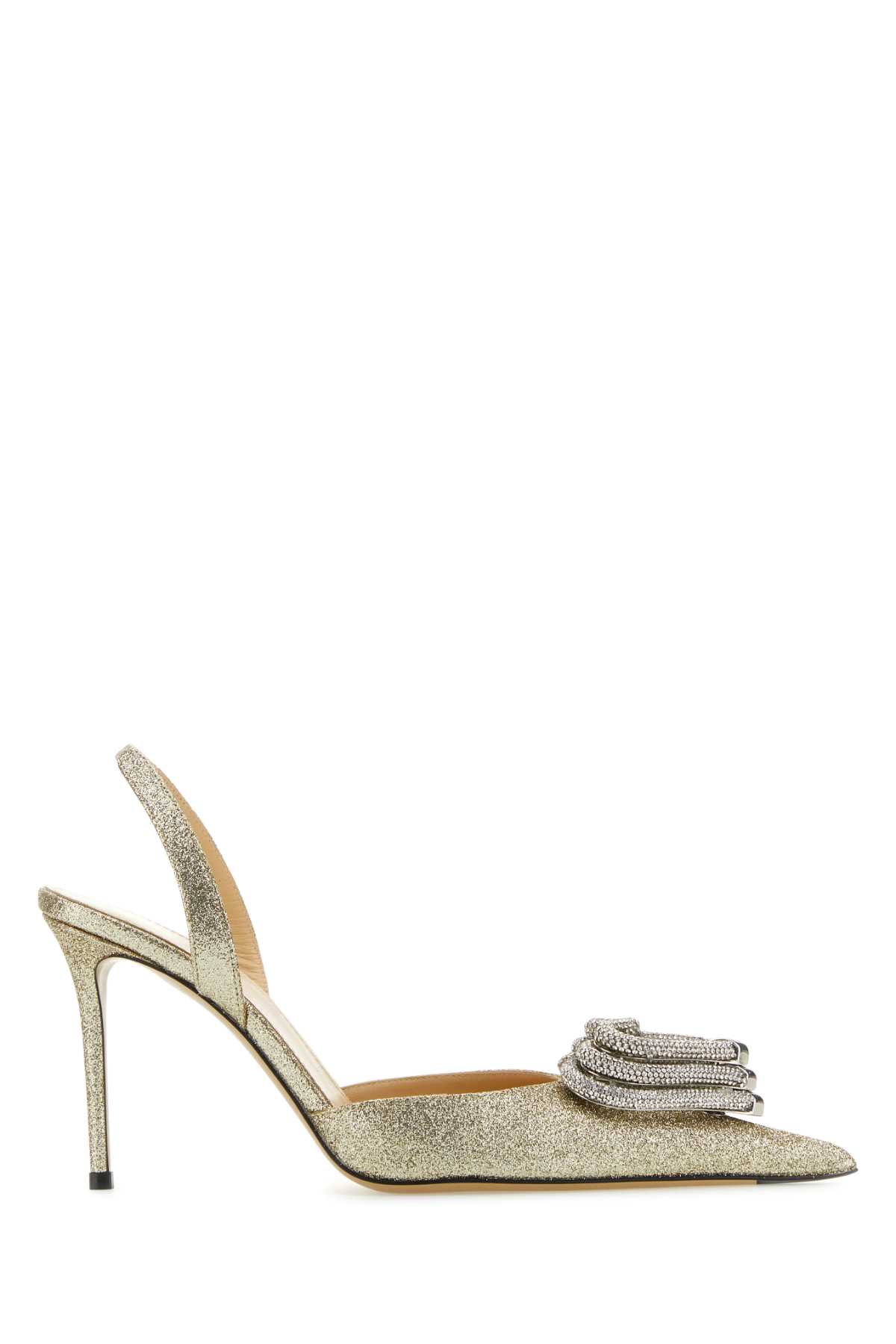 Mach &amp; Mach Platinum Fabric Pumps In Silver