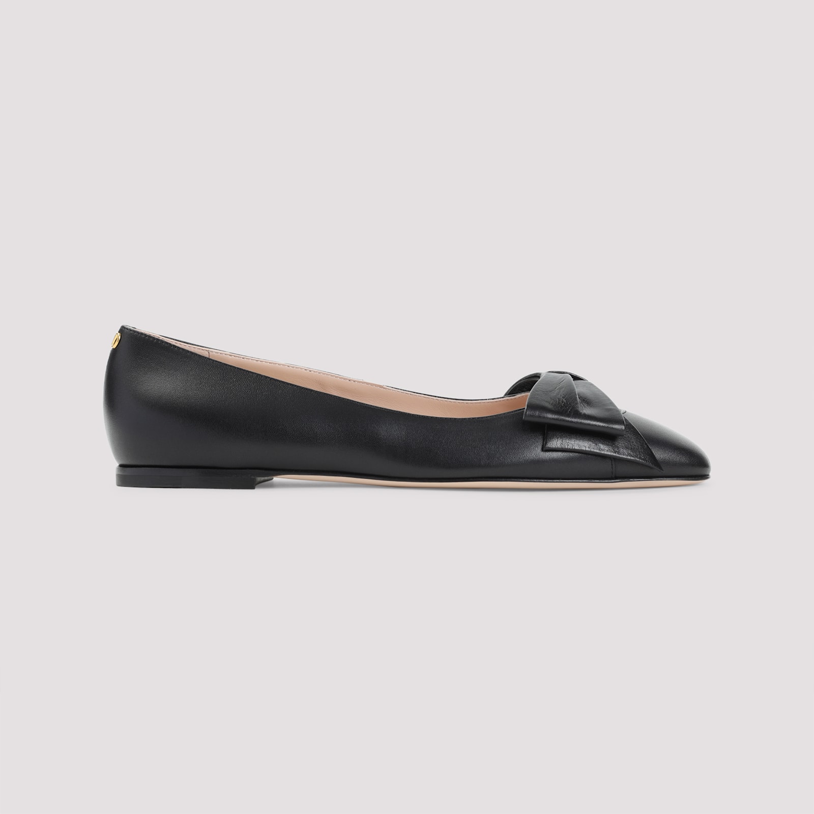 Valentino Leather Ballerinas With Iconic Bow Detail In Black