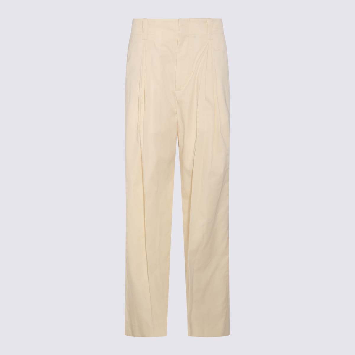 Shop Bottega Veneta Light Beige Cotton Pants In Parchment