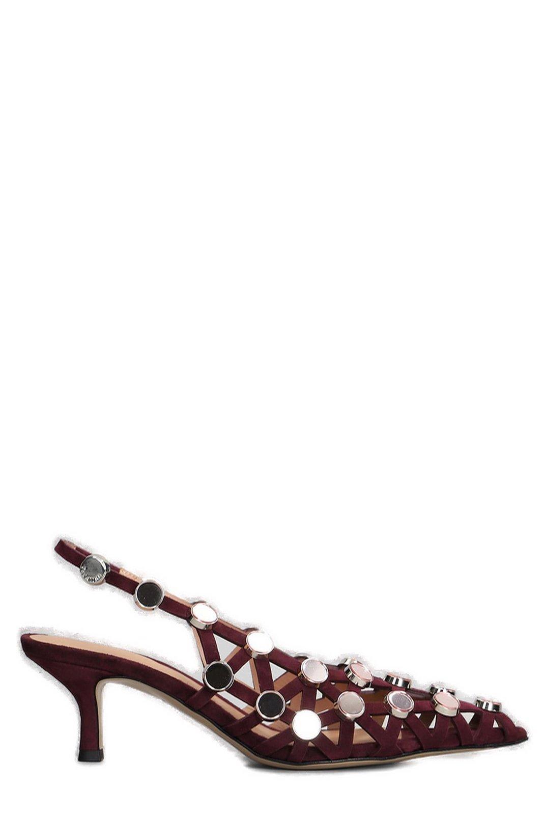 Grid Slingback Pumps