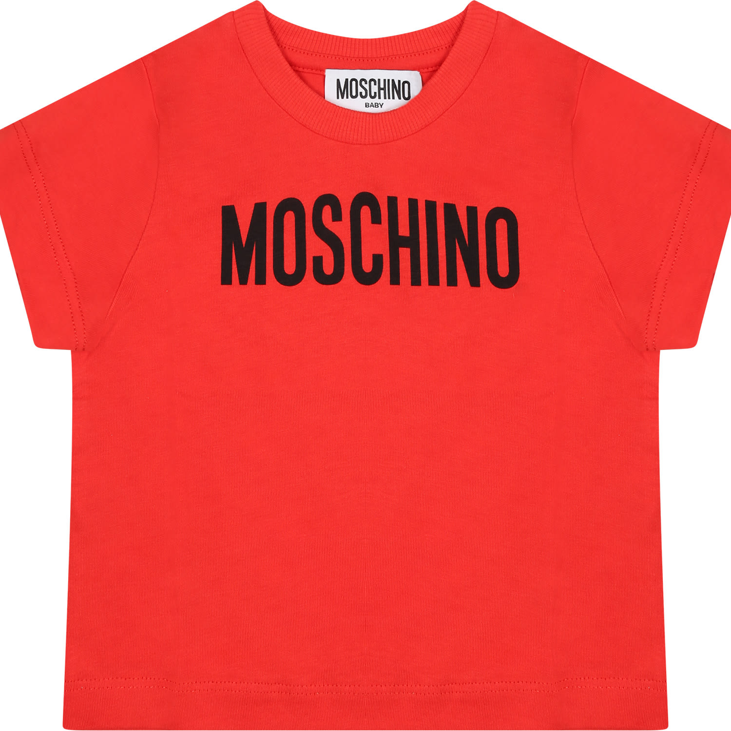 Moschino Kids' Red T-shirt For Babies With Logo