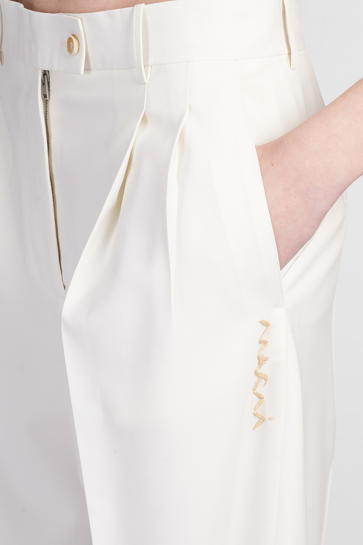 Marni Pants In Beige Wool In Beige