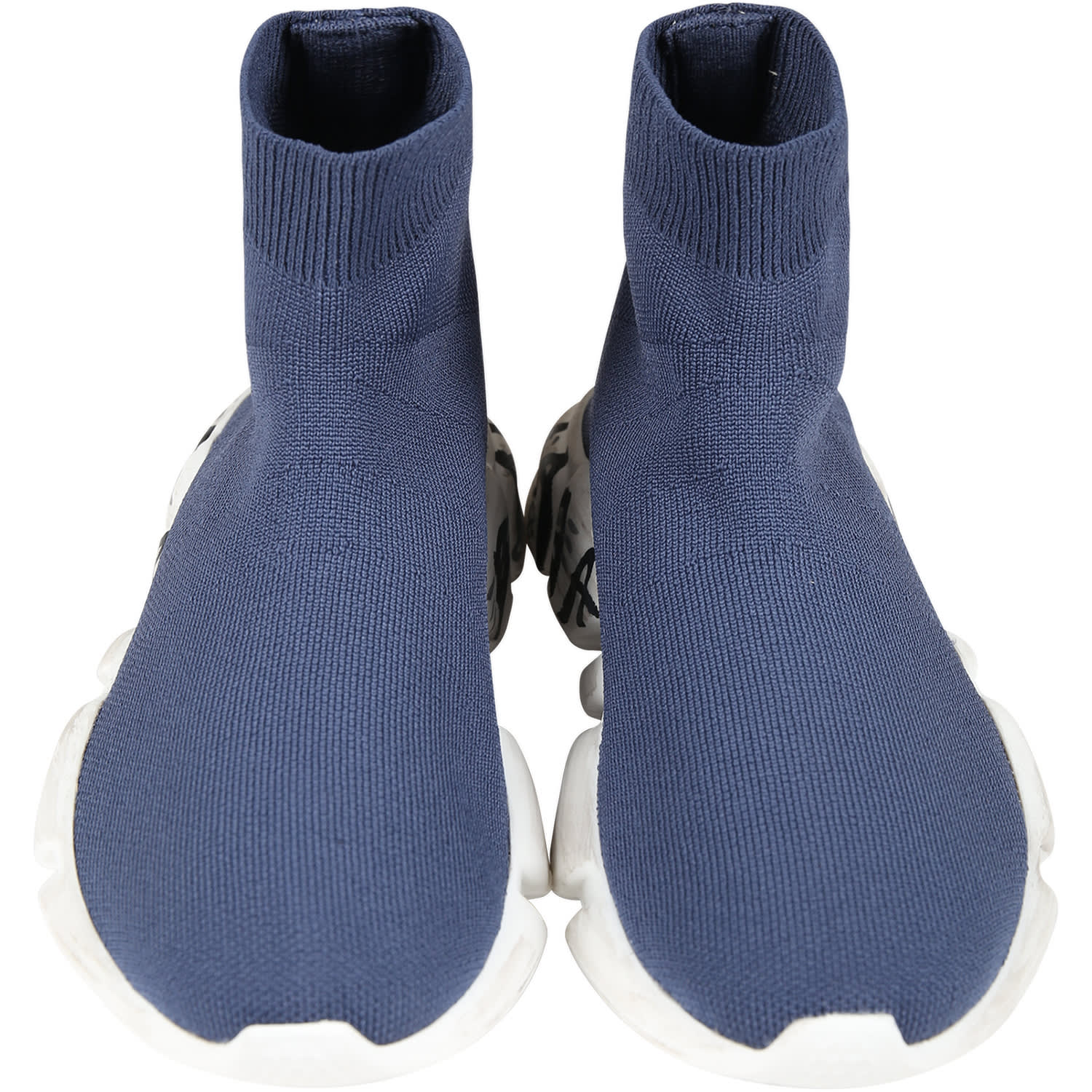 Shop Balenciaga Blue Sneakers For Kids With Logo In Navy