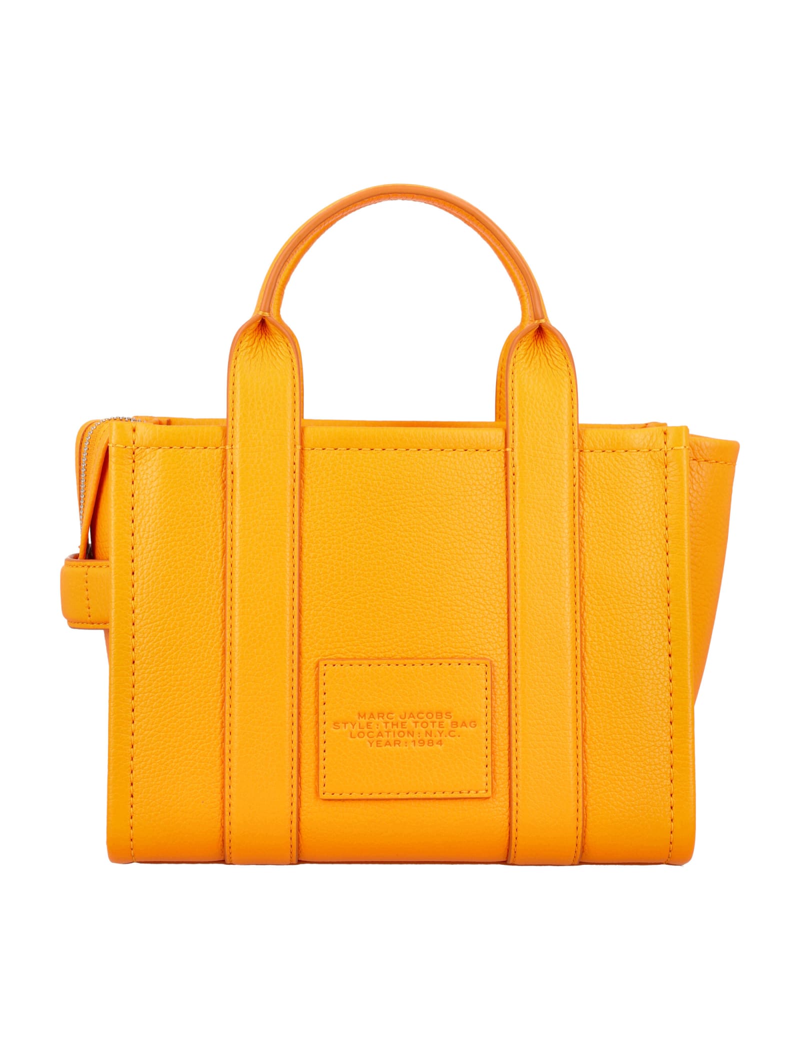 Shop Marc Jacobs The Mini Tote Leather Bag In Tangerine