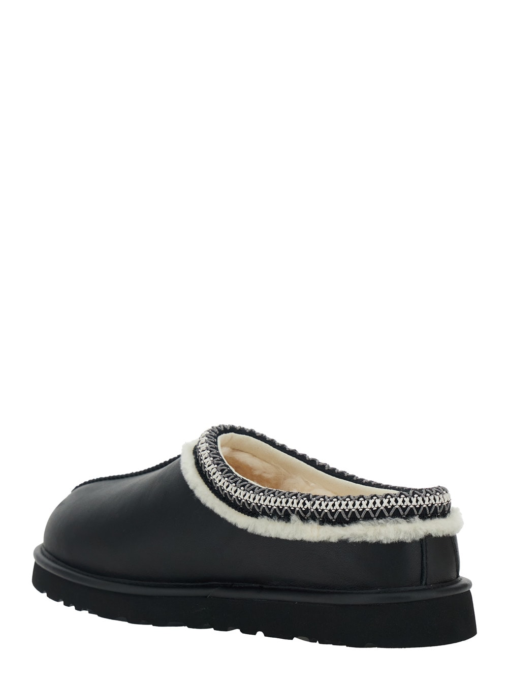 Ugg Round Toe Flat Sole Embroidered Sandals In Black