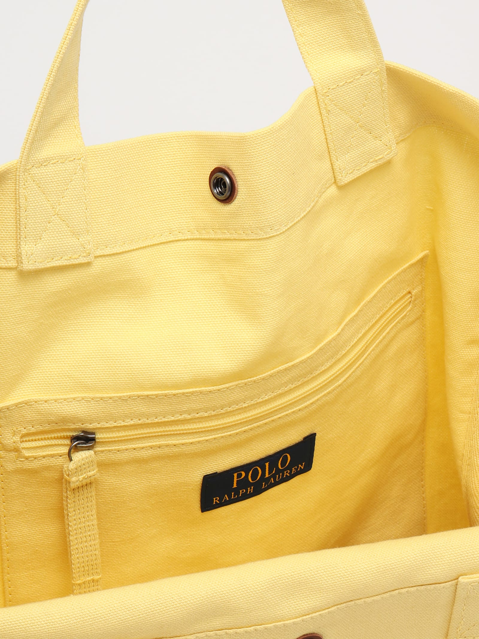 Shop Polo Ralph Lauren Tote Large Canvas Tote In Giallo