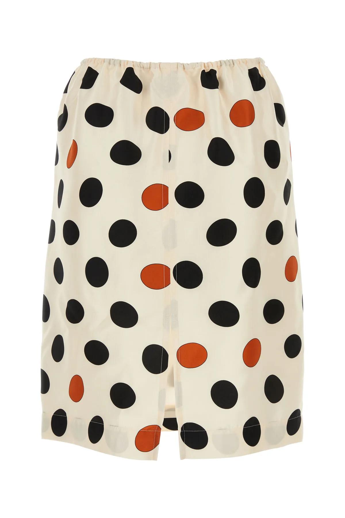 Shop Bottega Veneta Printed Silk Skirt In Bianco