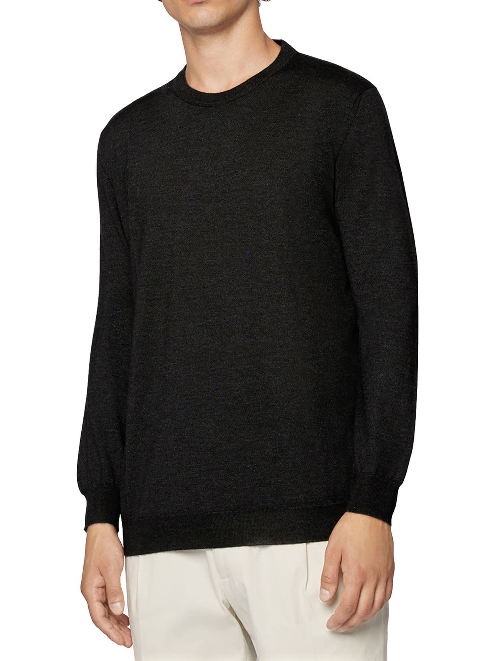 Shop Kiton Sweater Roundneck Cashmere In Anthracite