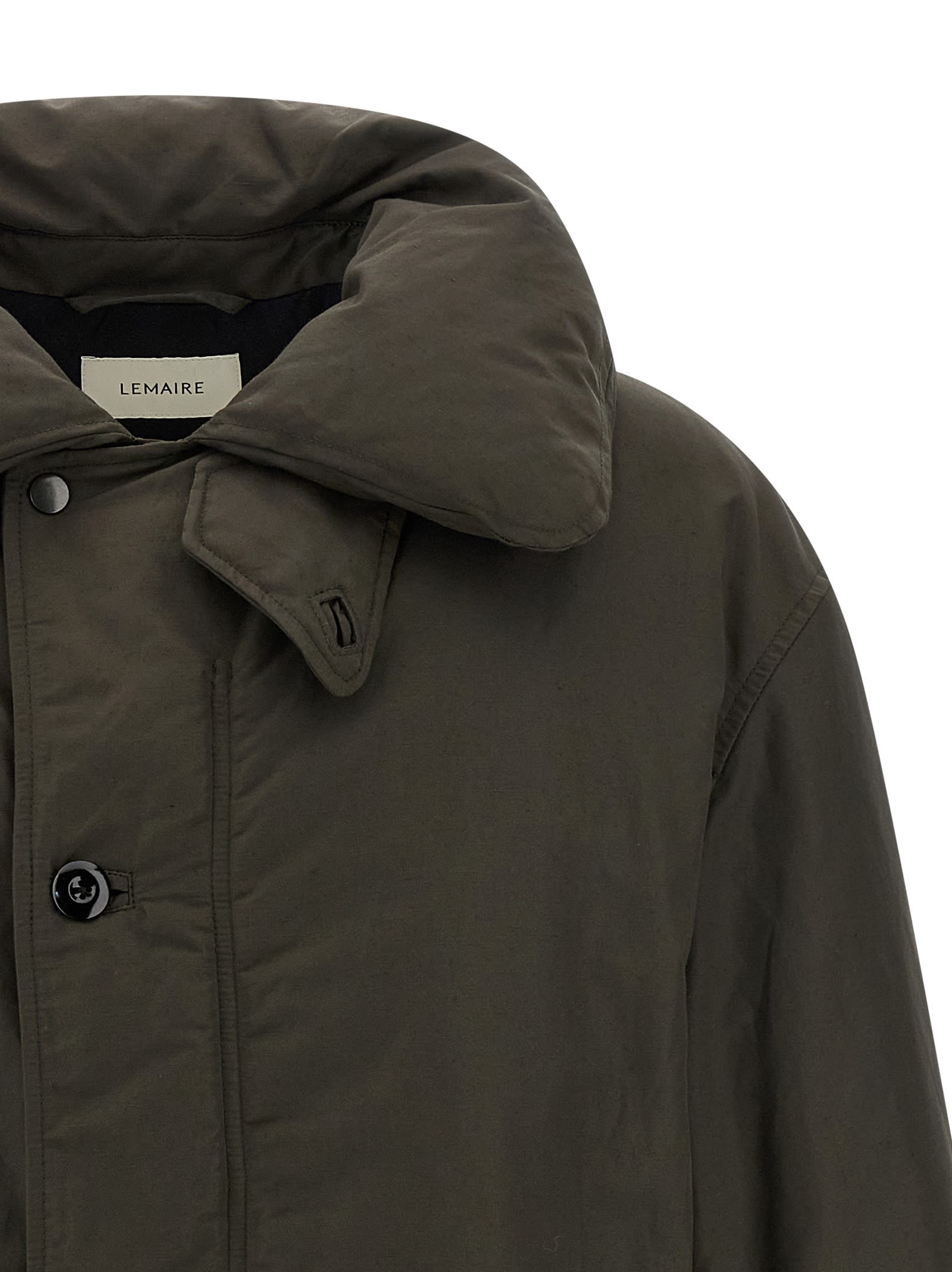 Lemaire Bubble Collar Down Jacket In Brown