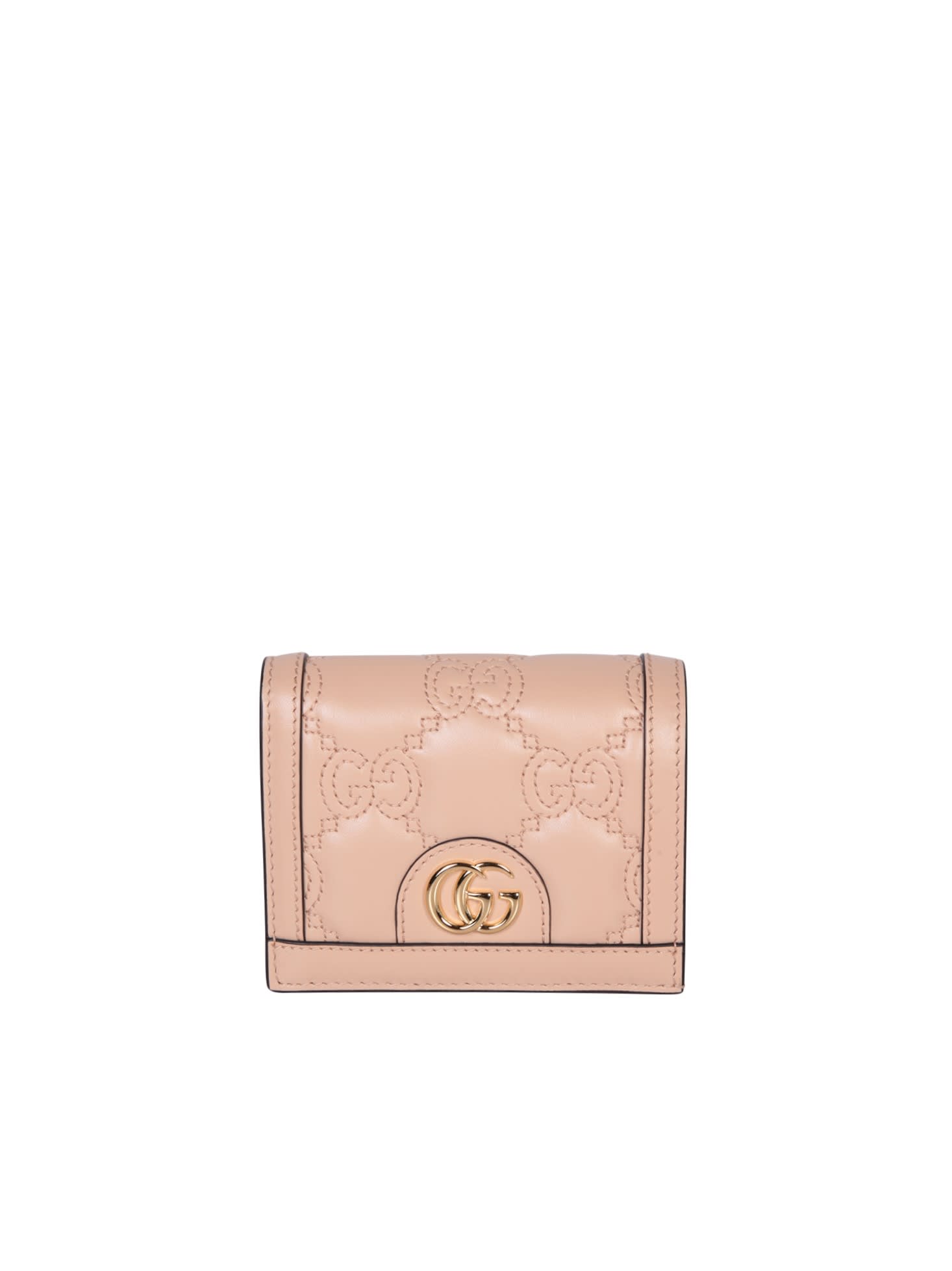 Gucci Gg Matelassã© Powder Cardholder In Pink