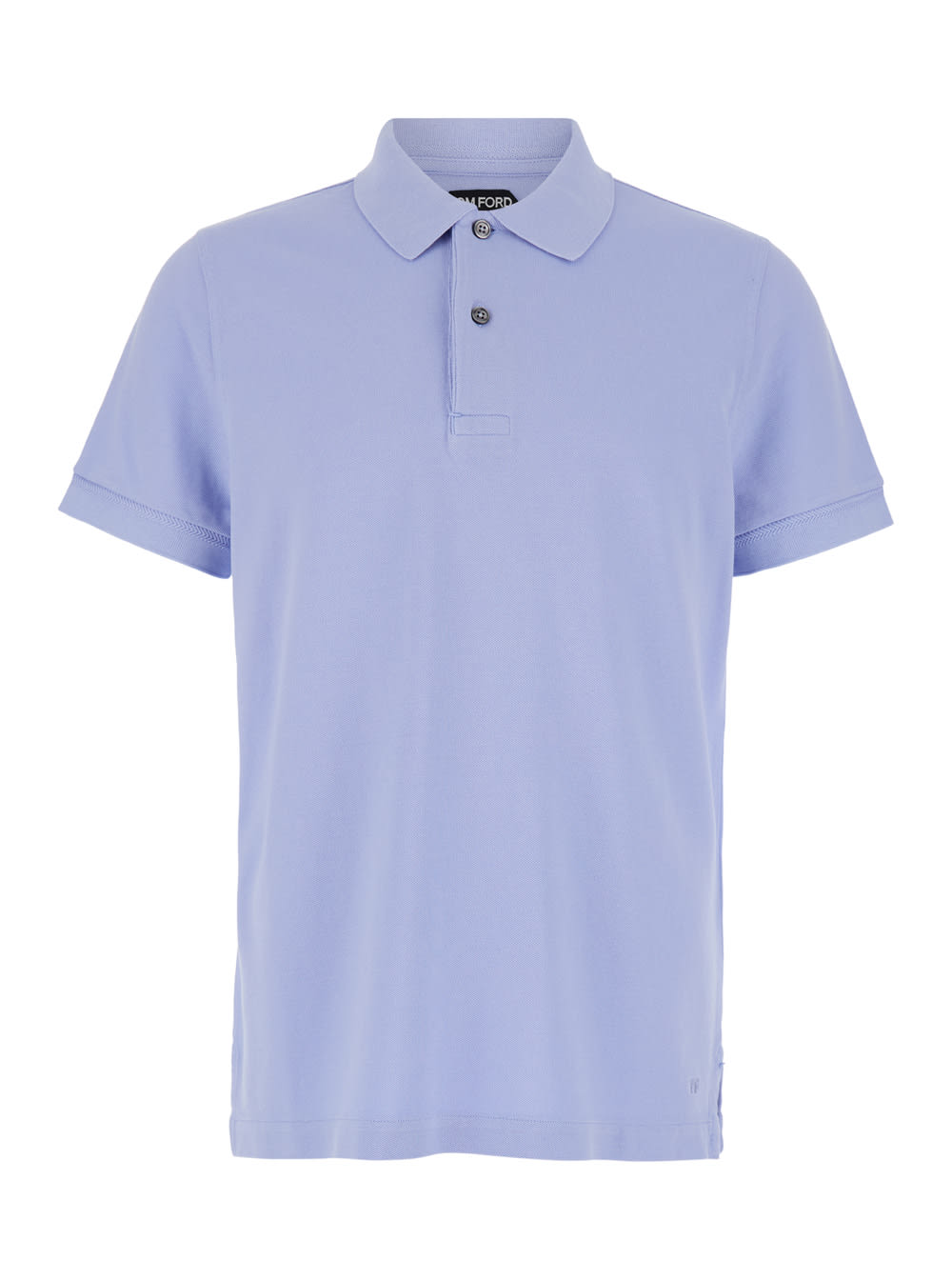 Shop Tom Ford Light Blue Tennis Polo Shirt With Short Sleeves In Cotton Man