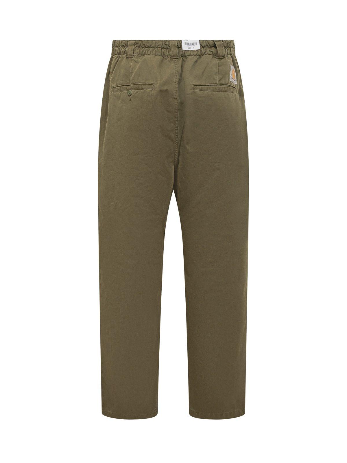 Shop Carhartt Marv Logo Patch Tapered Trousers In Green