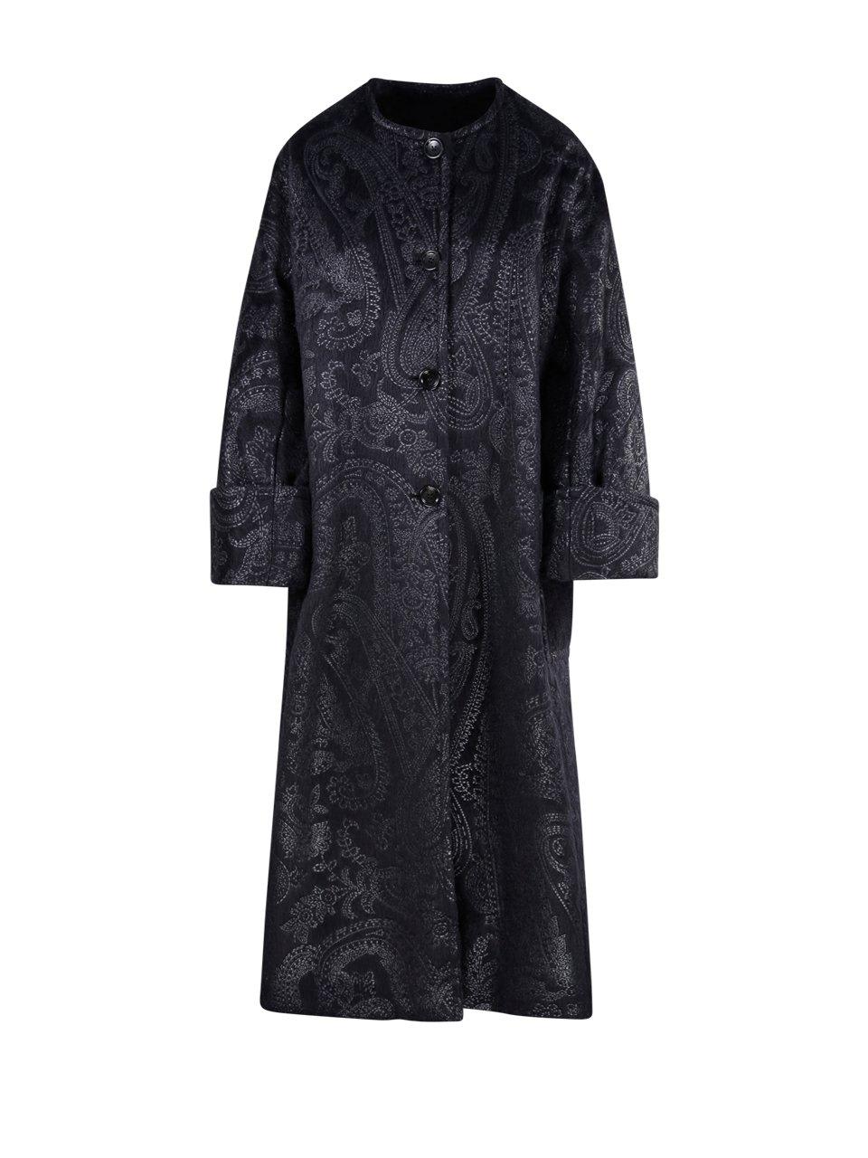 Max Mara Buttoned Long-sleeved Coat In Nero