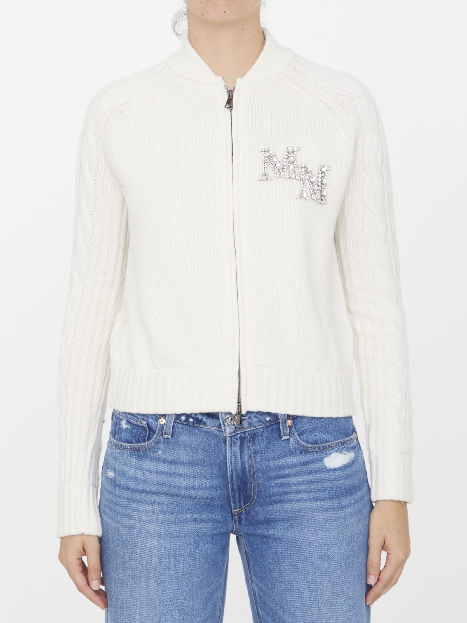 Shop Max Mara Armanda Zipup Jumper In White