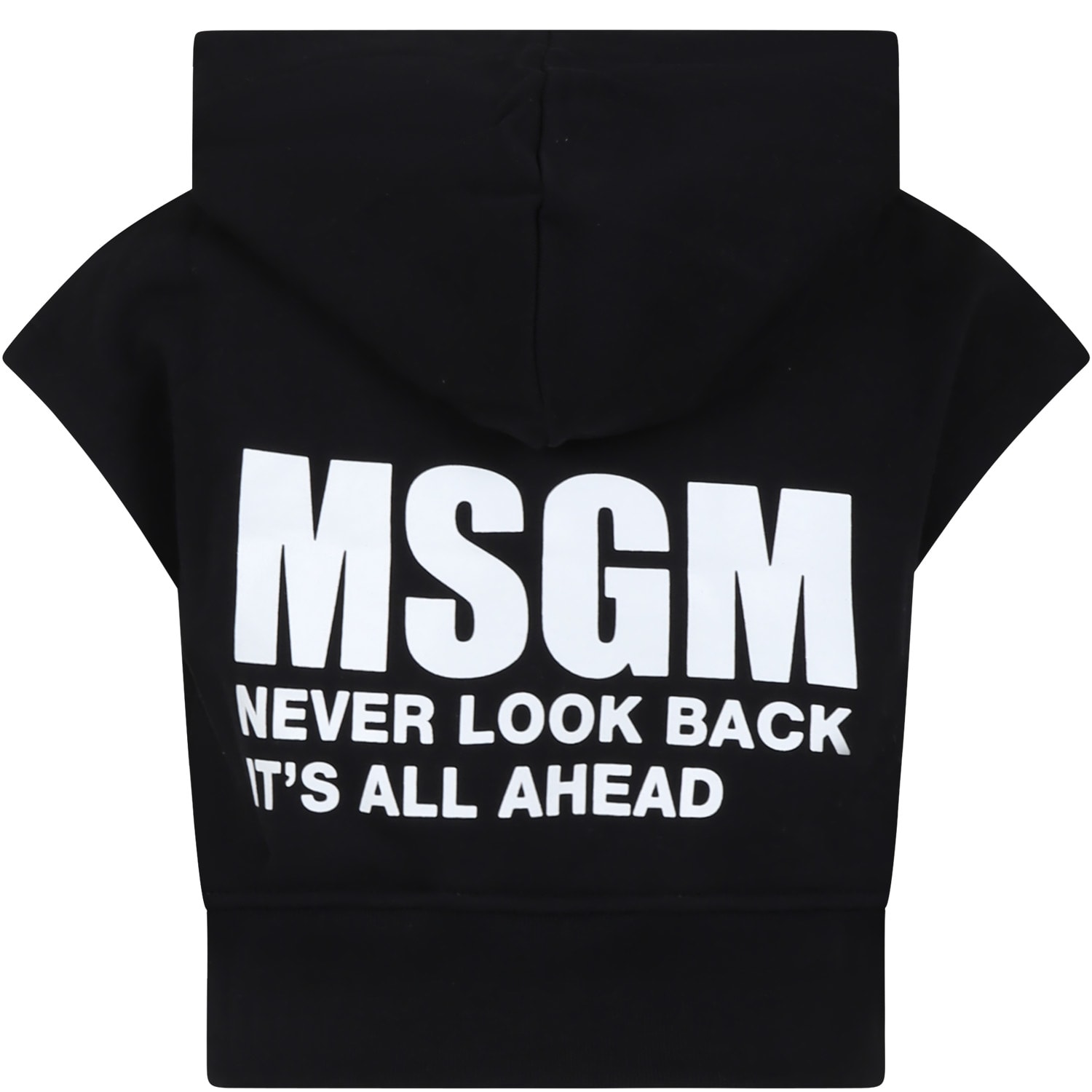 Msgm Kids' Black Sweatshirt For Girl With Logo And Writing