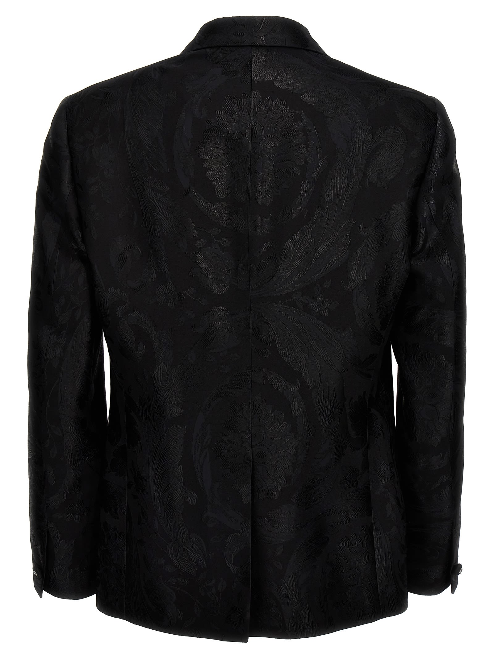 Shop Versace Barocco Jaquard Blazer In Black