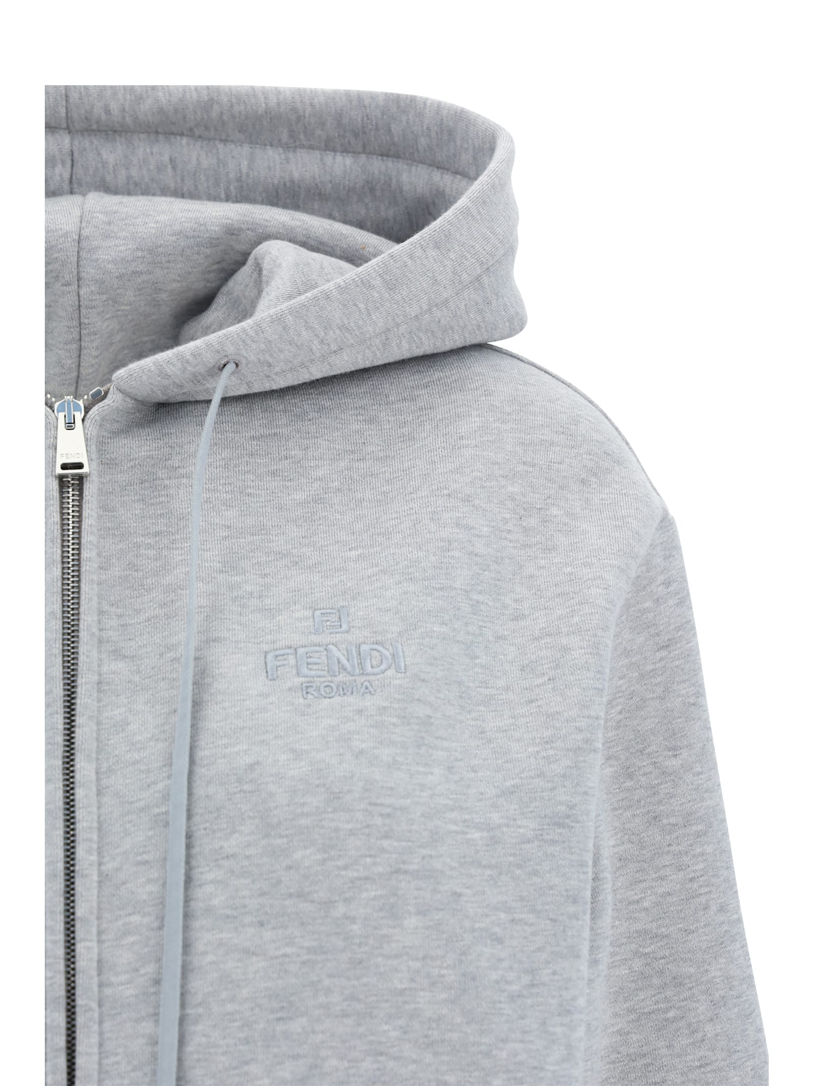 Shop Fendi Hoodie In Grey Melange+biscuit