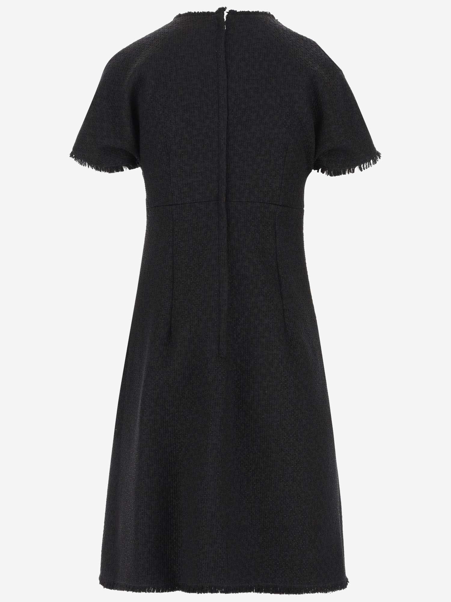 Dolce & Gabbana Midi Black Dress With Dg Detail In Black