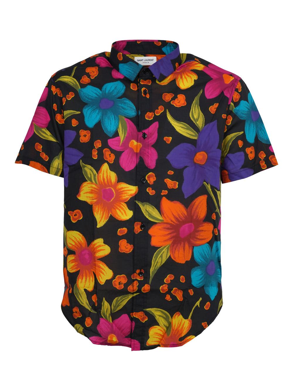 Saint Laurent Floral Printed Short-sleeved Shirt
