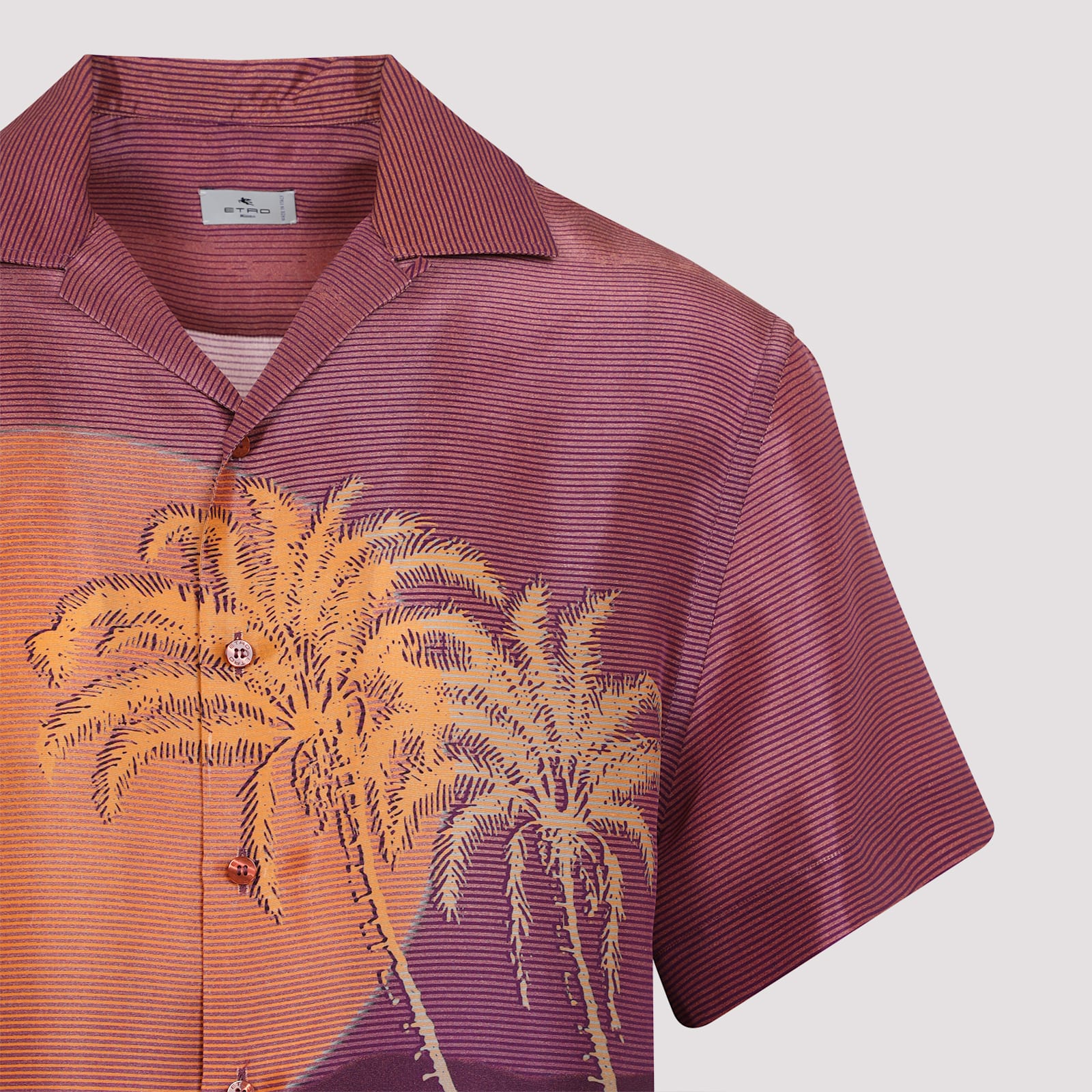 Etro Printed Short-sleeved Bowling Shirt In Print On Orange Base