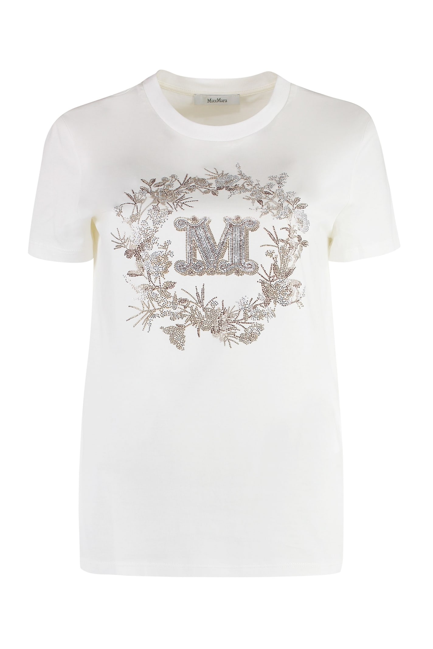 Shop Max Mara Elmo Cotton Crew-neck T-shirt In White