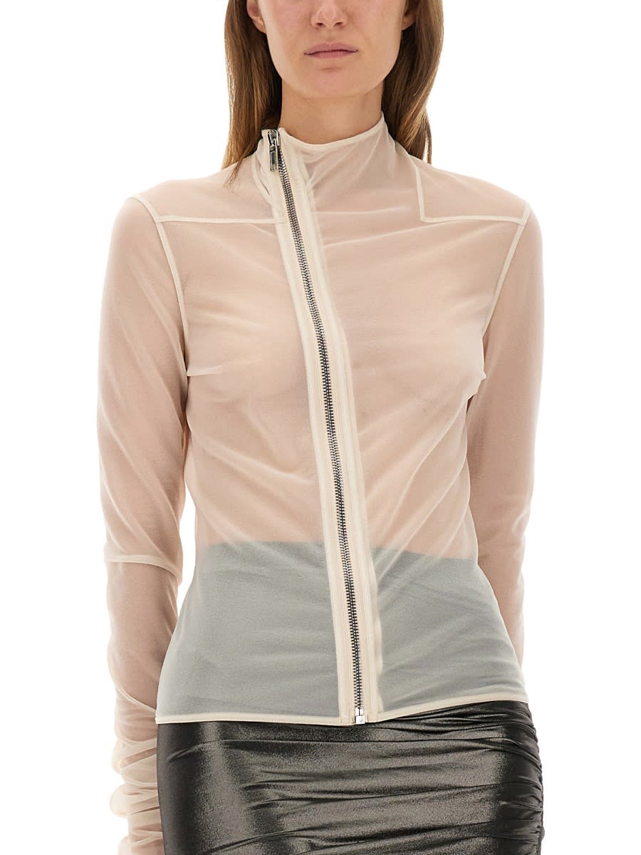 Rick Owens Zipped Transparent Top In Neutral