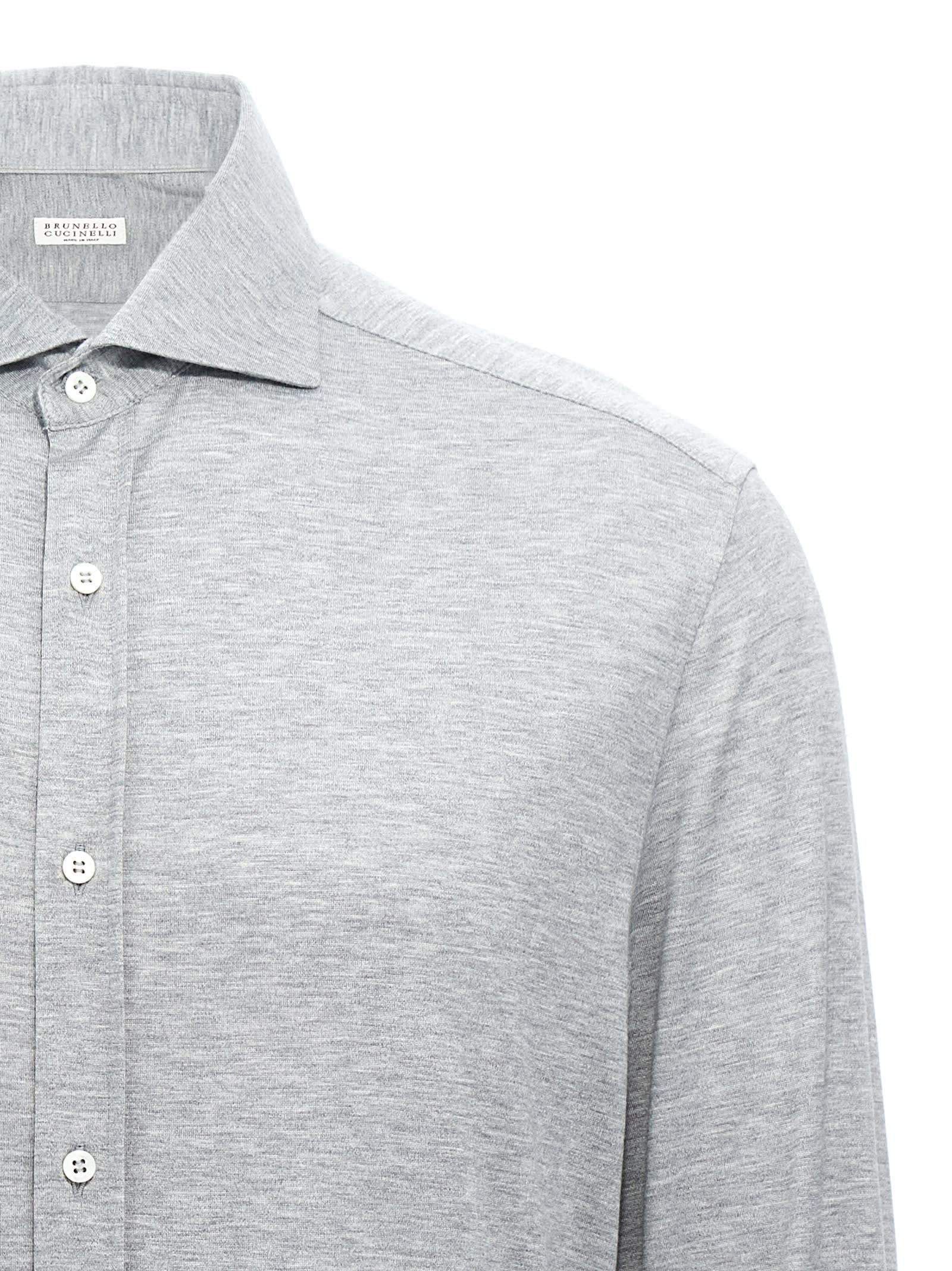 Shop Brunello Cucinelli Jersey Shirt In Gray