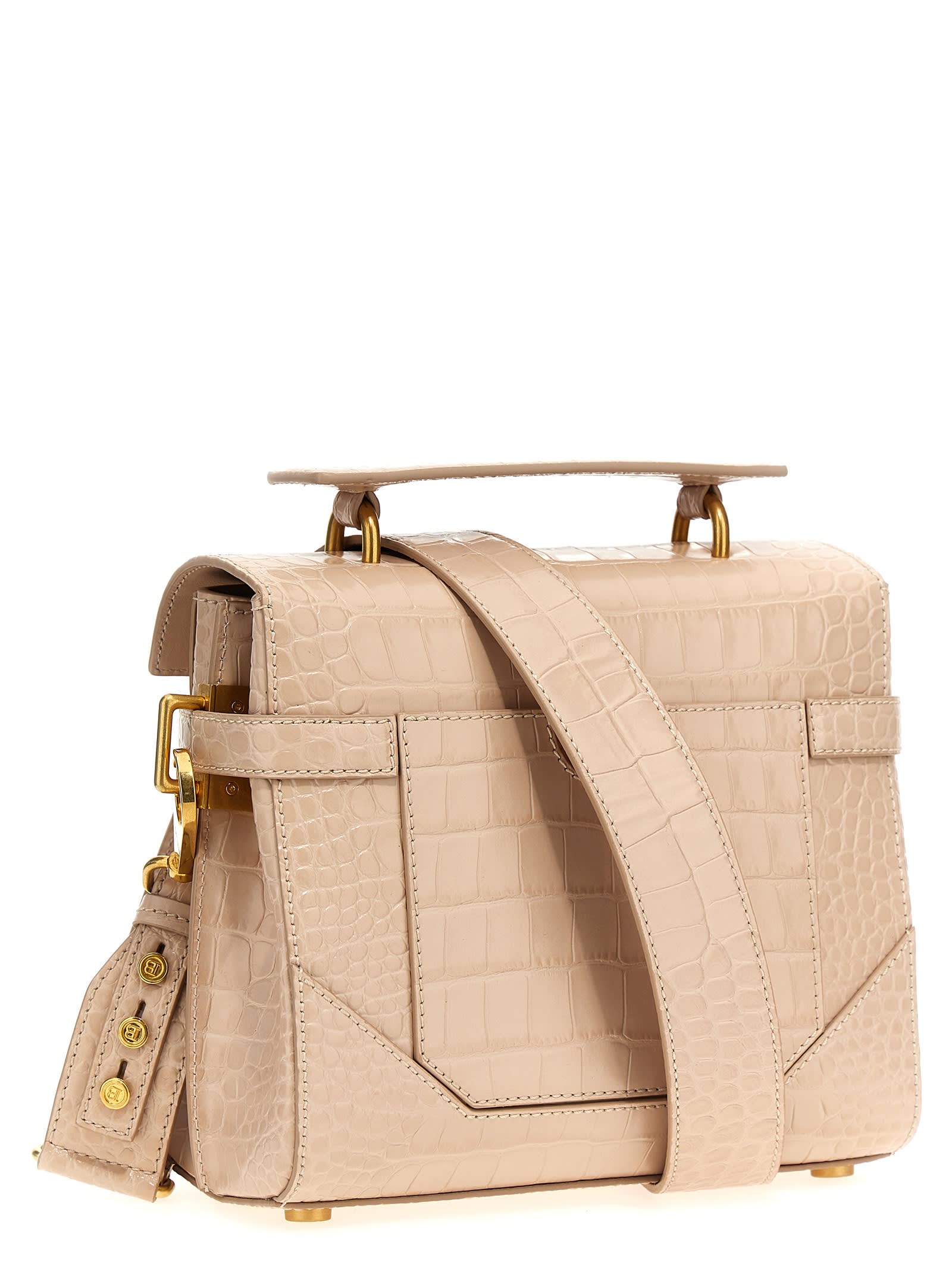 Shop Balmain B-buzz 23 Handbag In Beige