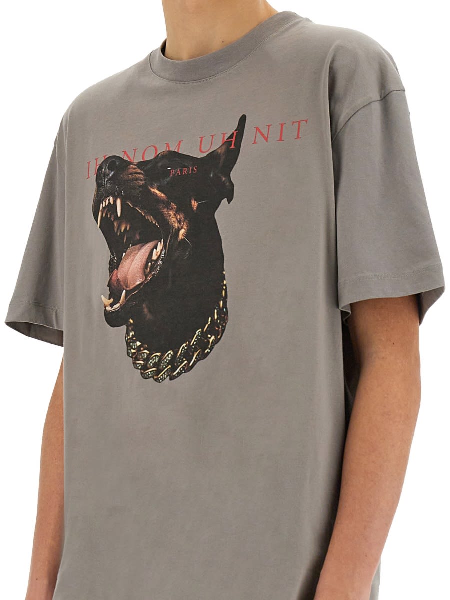 Ih Nom Uh Nit Dobermann Print T-shirt In Grey