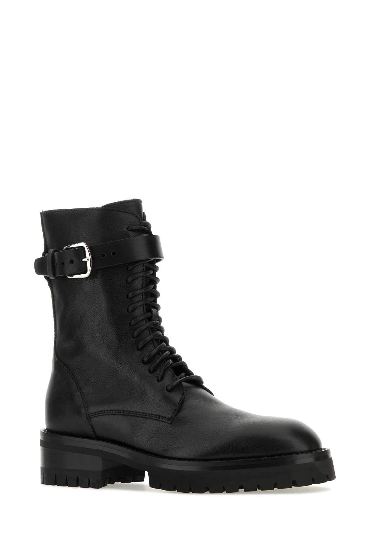 Ann Demeulemeester Black Leather Ankle Boots