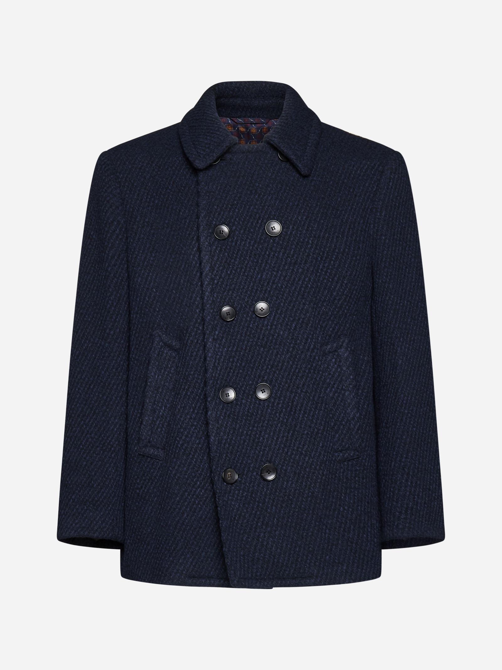 ETRO WOOL-BLEND DOUBLE-BREASTED PEACOAT 