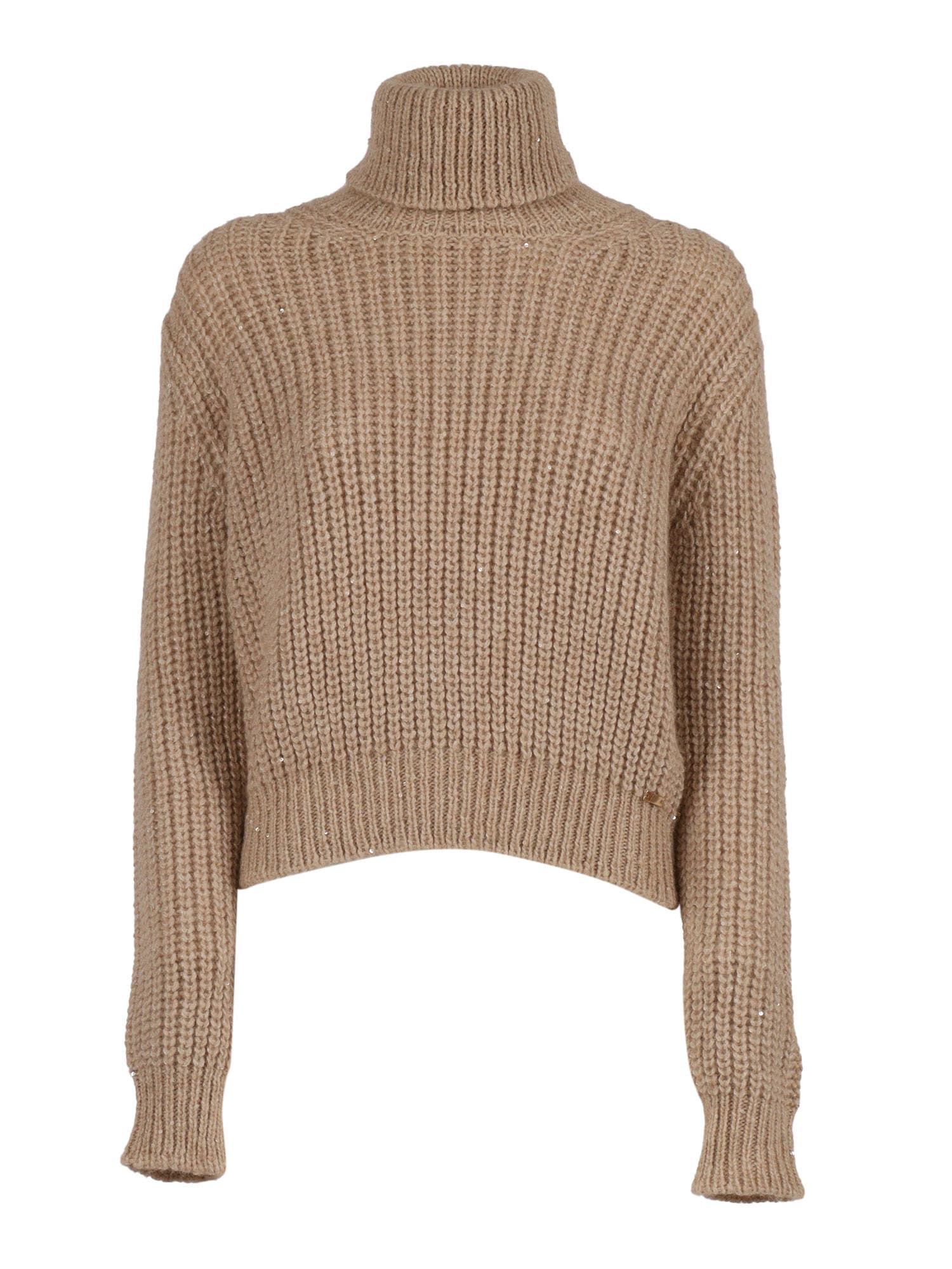 Fay Fitted Long-sleeved Turtleneck Sweater In Neutral