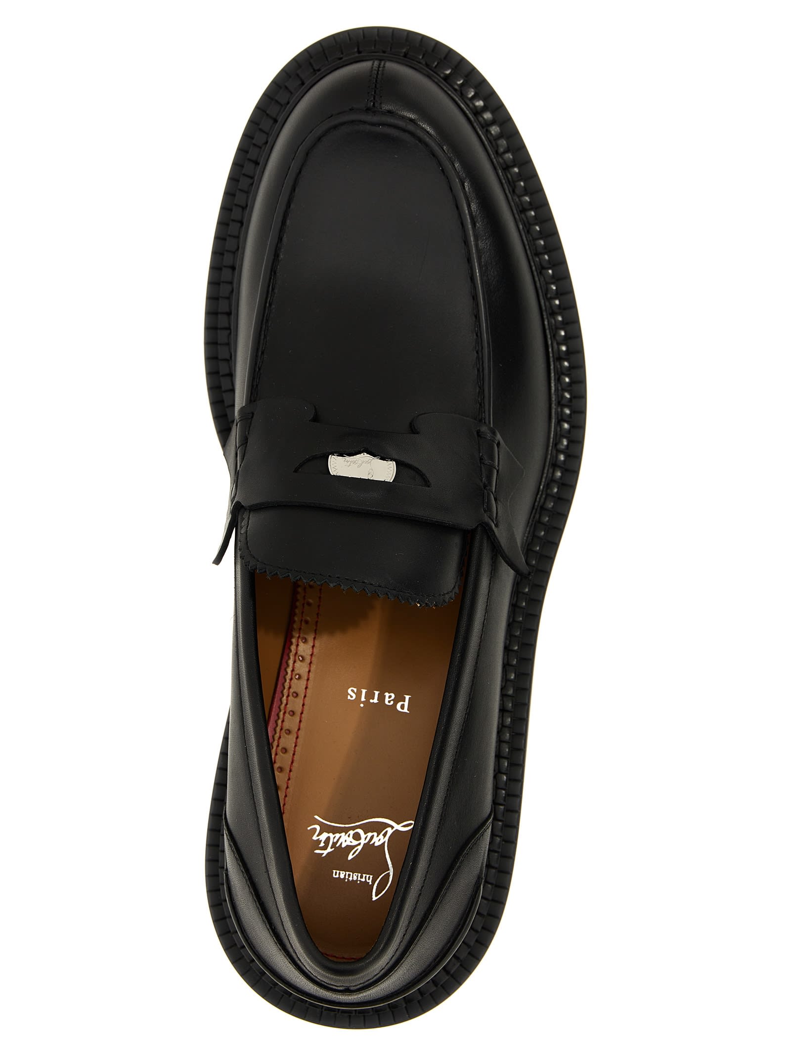 Christian Louboutin College Bow Chunky Round Toe Loafers In Black