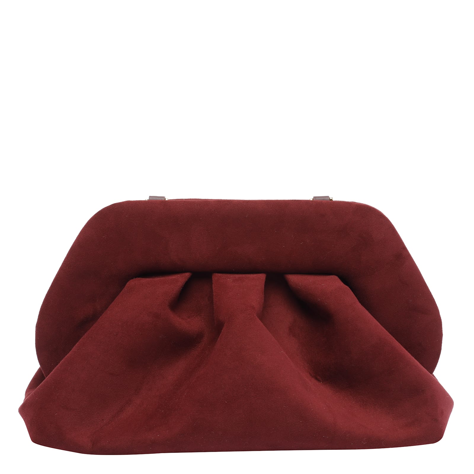 Themoirè Hand Clutch Bag In Bordeaux Tia Suede In Red