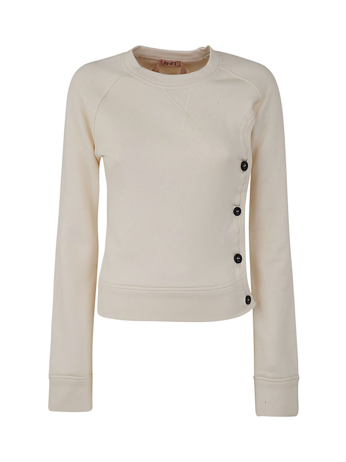 N°21 N.21's  White Side Buttons Sweater In Ecru
