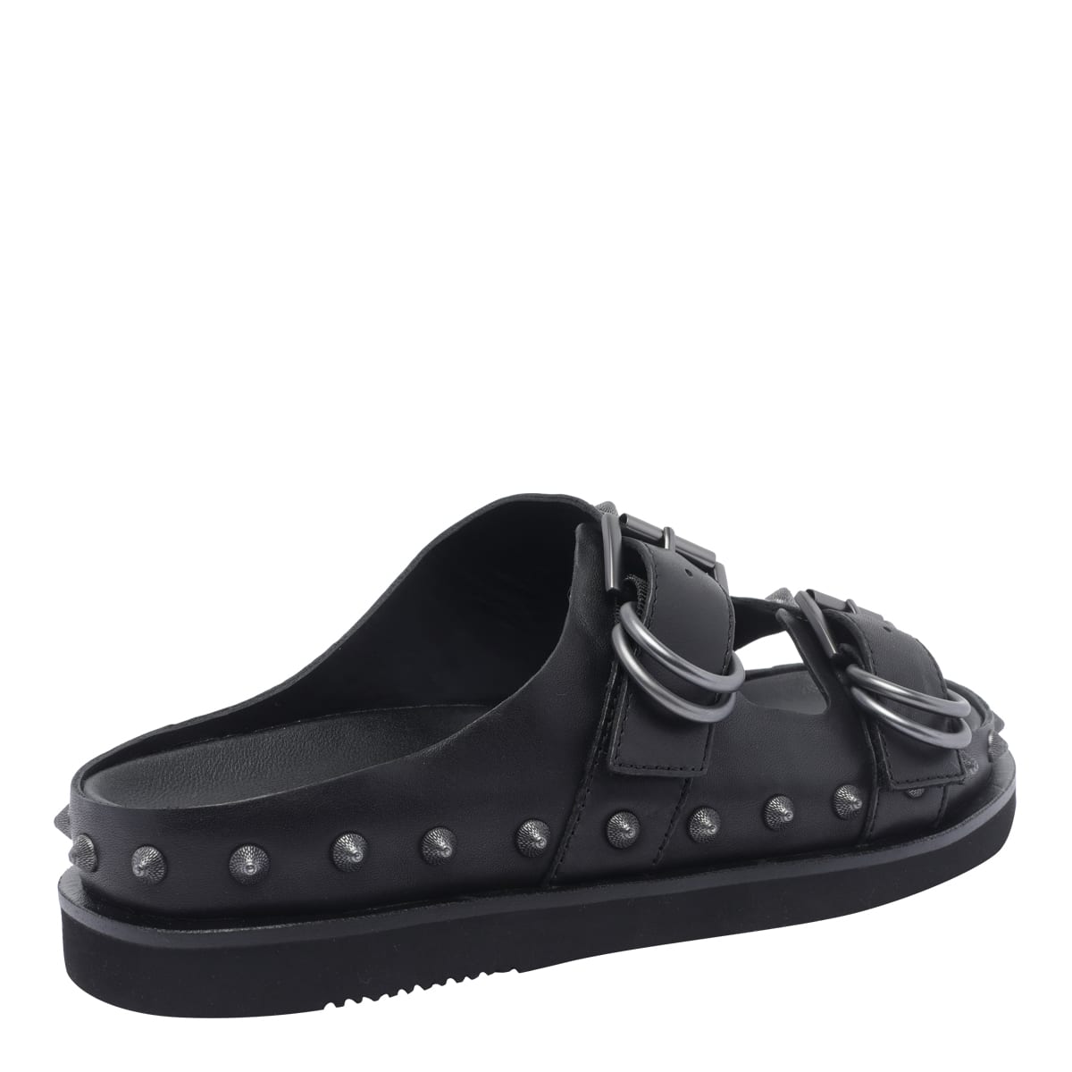 Ash Stud-detail Leather Sandals In Black