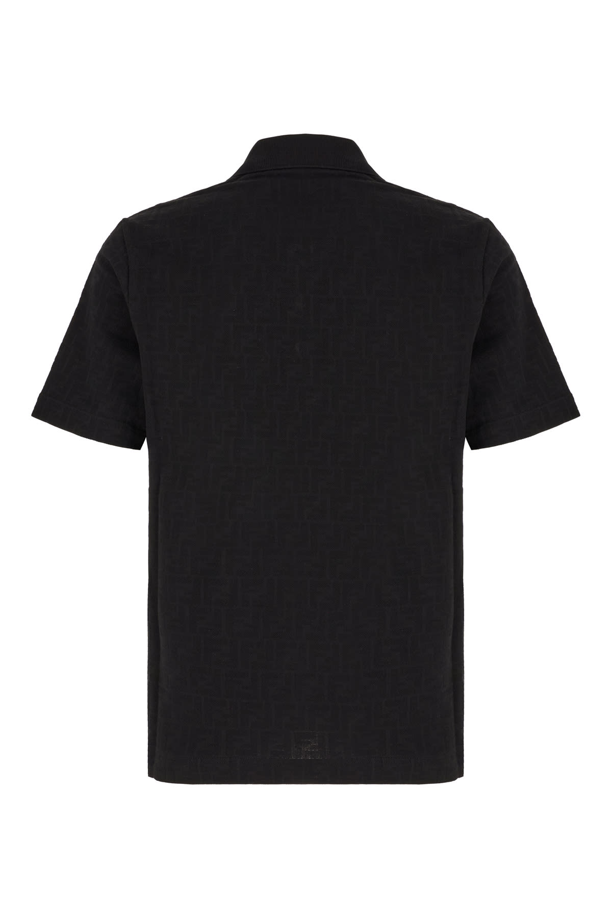 Fendi Ff Piquet Jacquard Polo Shirt In Black